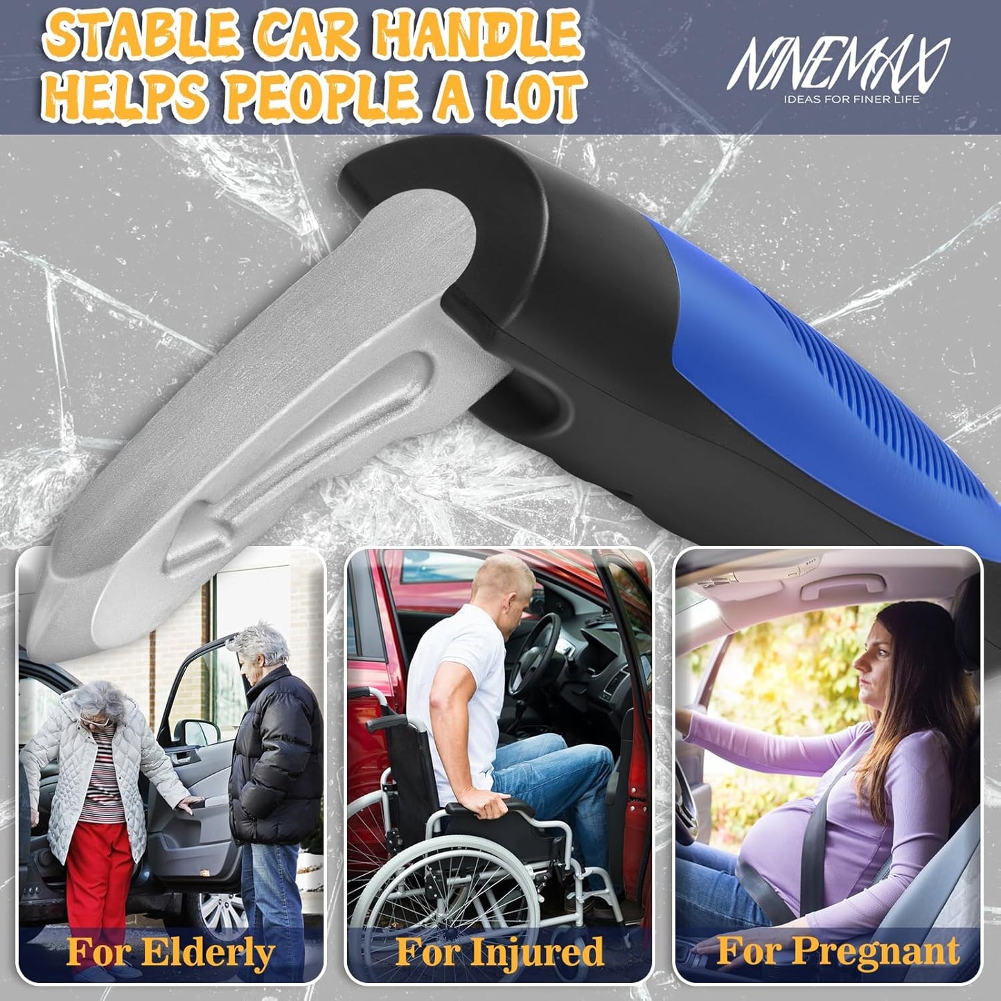 Car Door Handle for Elderly Car Handle Assist Support, Auto Grab Handles, Portable 3 in 1 Car Door Cane for Seniors, Handicap (2 pcs)