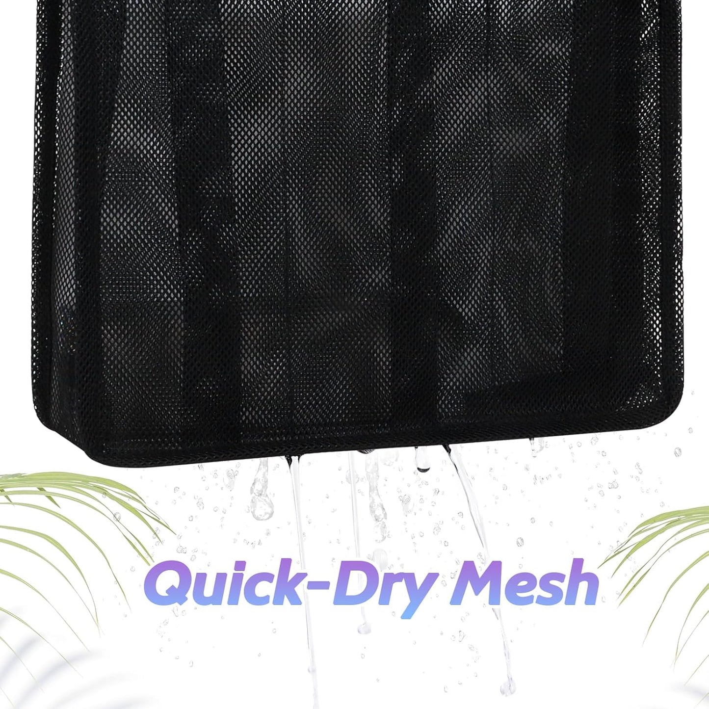 Portable Mesh Shower Caddy, Gym Travel Camp Dorm Room Essentials for College Student Boy Girl, Bathroom Shower Bag - Black
