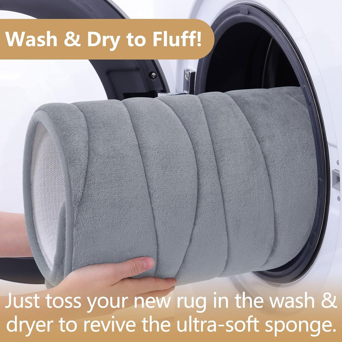 Buganda Memory Foam Bathroom Rug Mat 47x20, Extra Soft and Absorbent Bath Mats, Non-Slip and Machine Washable Bath Rugs for Bathroom Floor,Tub and Shower, Medium Grey