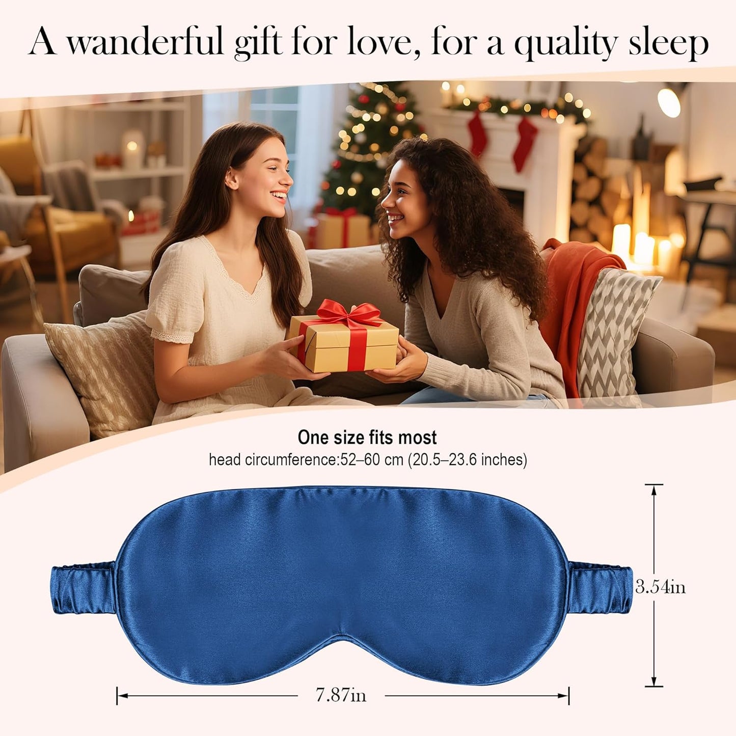 SilkDream 100% Mulberry Silk Sleep Mask Eye Mask for Sleeping 22 Momme Nature 6A Real Silk Gifts for Women&Men Blue