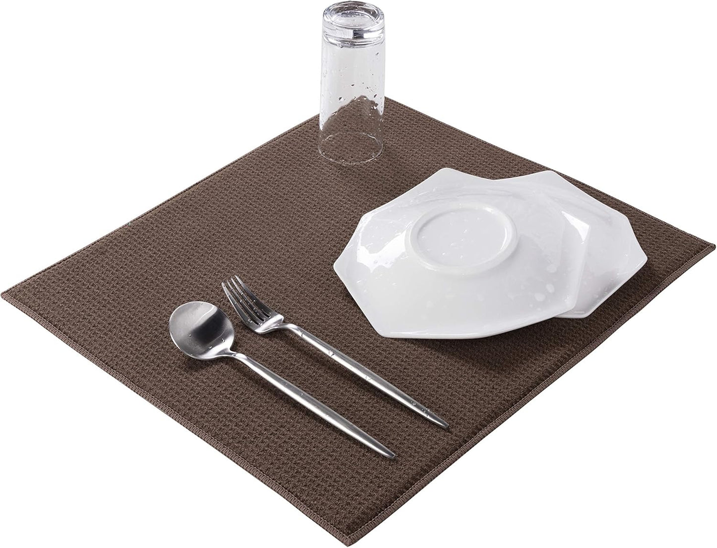 Absorbent, Reversible Microfiber Dish Drying Mat for Kitchen, 16 Inch x 18 Inch