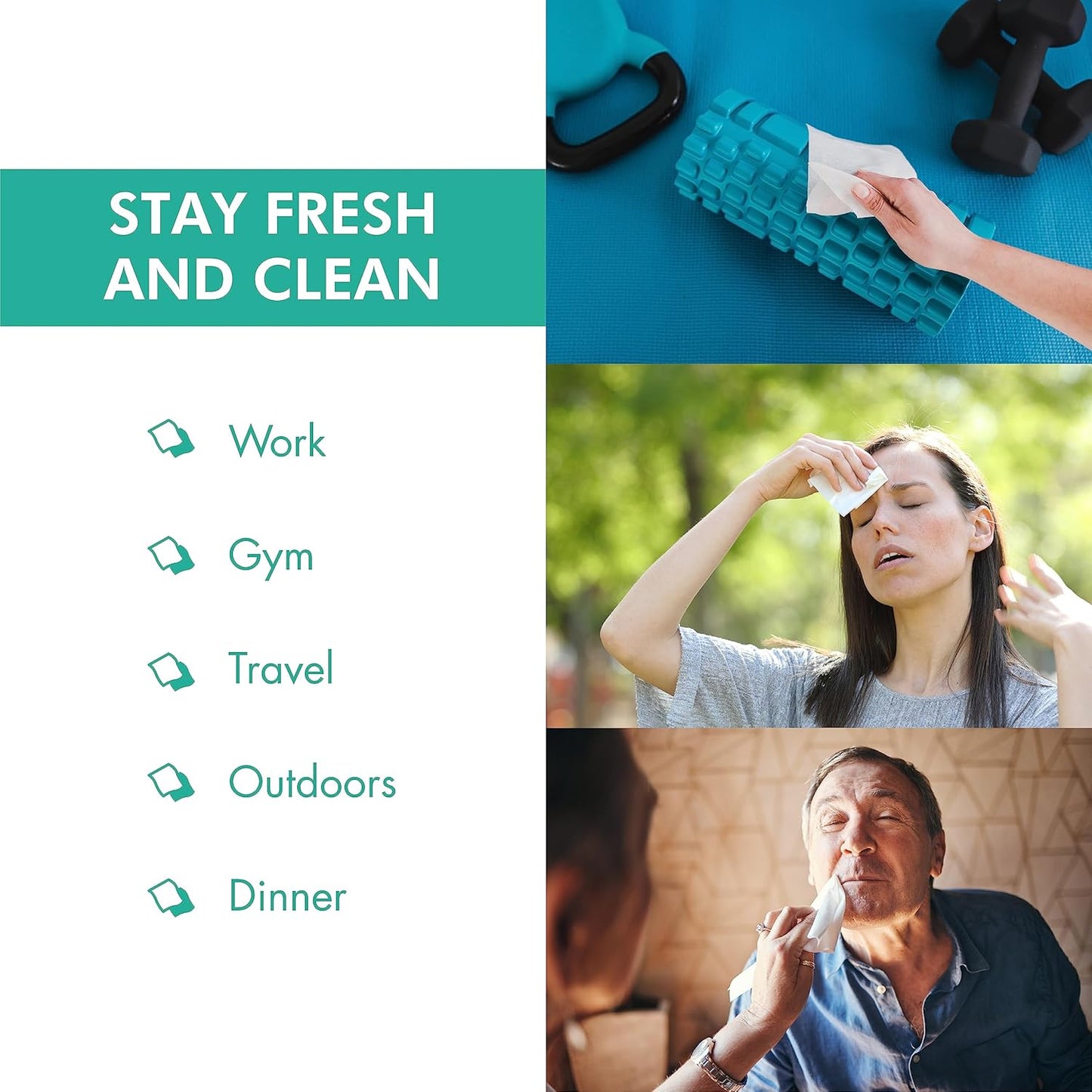 Handynaps Alcohol-Free Hand Wipes With Fresh Lemon Scent, Gentle On The Skin - Box of 100 Individually Wrapped Wipes For Adults and Kids, Travel Essentials