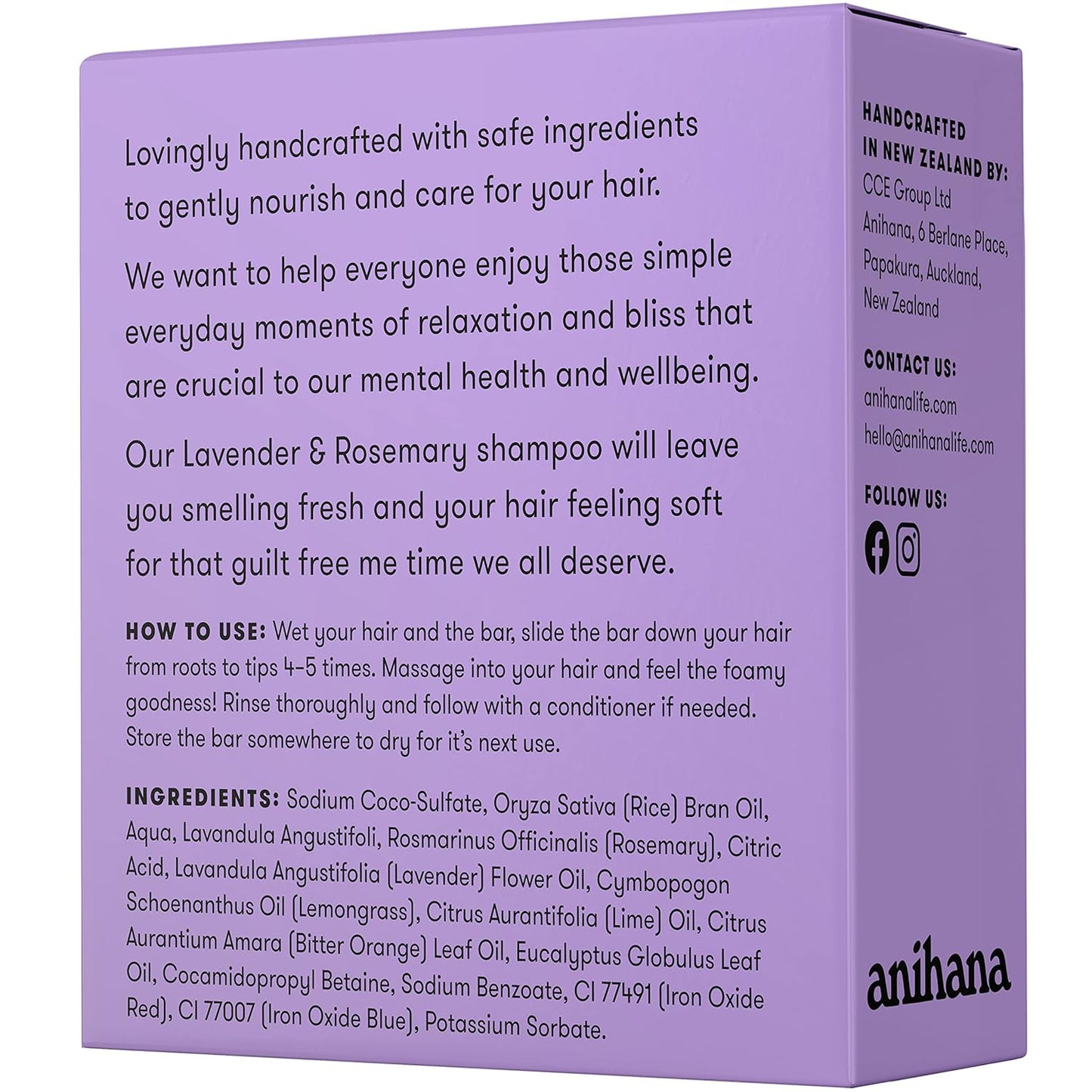 ANIHANA Shampoo Bar for Thin Fine Oily Hair Gives Hair Volume & Body Natural Healthy Look and Shine Paraben Free Lavender and Rosemary 2.29 oz