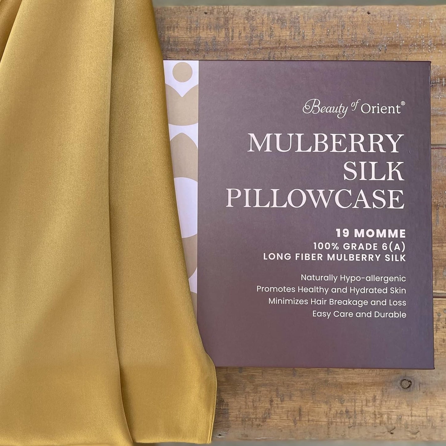 19 Momme Premium Mulberry Silk Pillowcase for Hair and Skin | Handcrafted Hypoallergenic & Anti-Acne 100% Silk Pillow Cases with Zipper | Standard - 20" x 26", Golden Honey