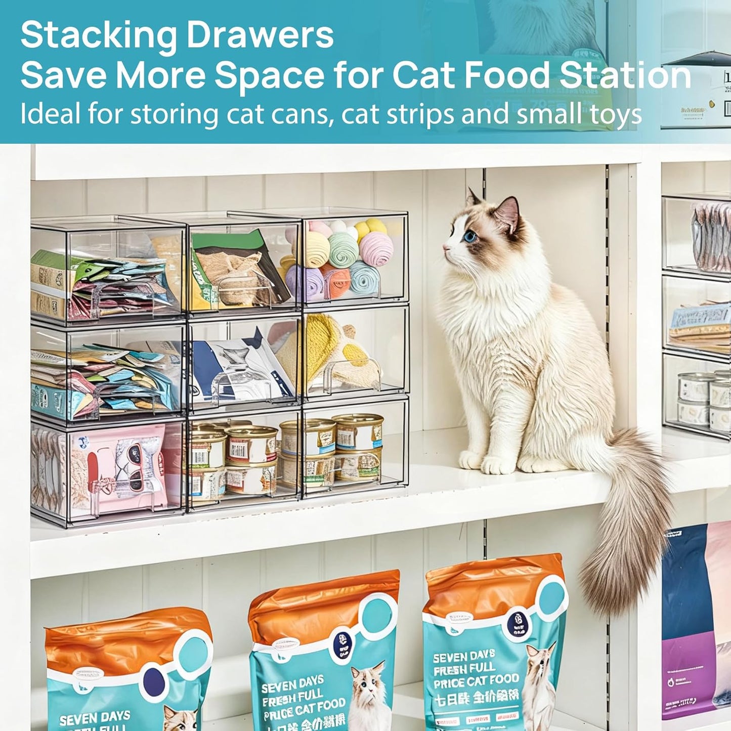 Vtopmart 8 Pack Small Clear Stackable Storage Drawers,Acrylic Bathroom Makeup Organizer,Plastic Storage Bins For Vanity, Undersink, Kitchen Cabinets, Pantry, Home Organization