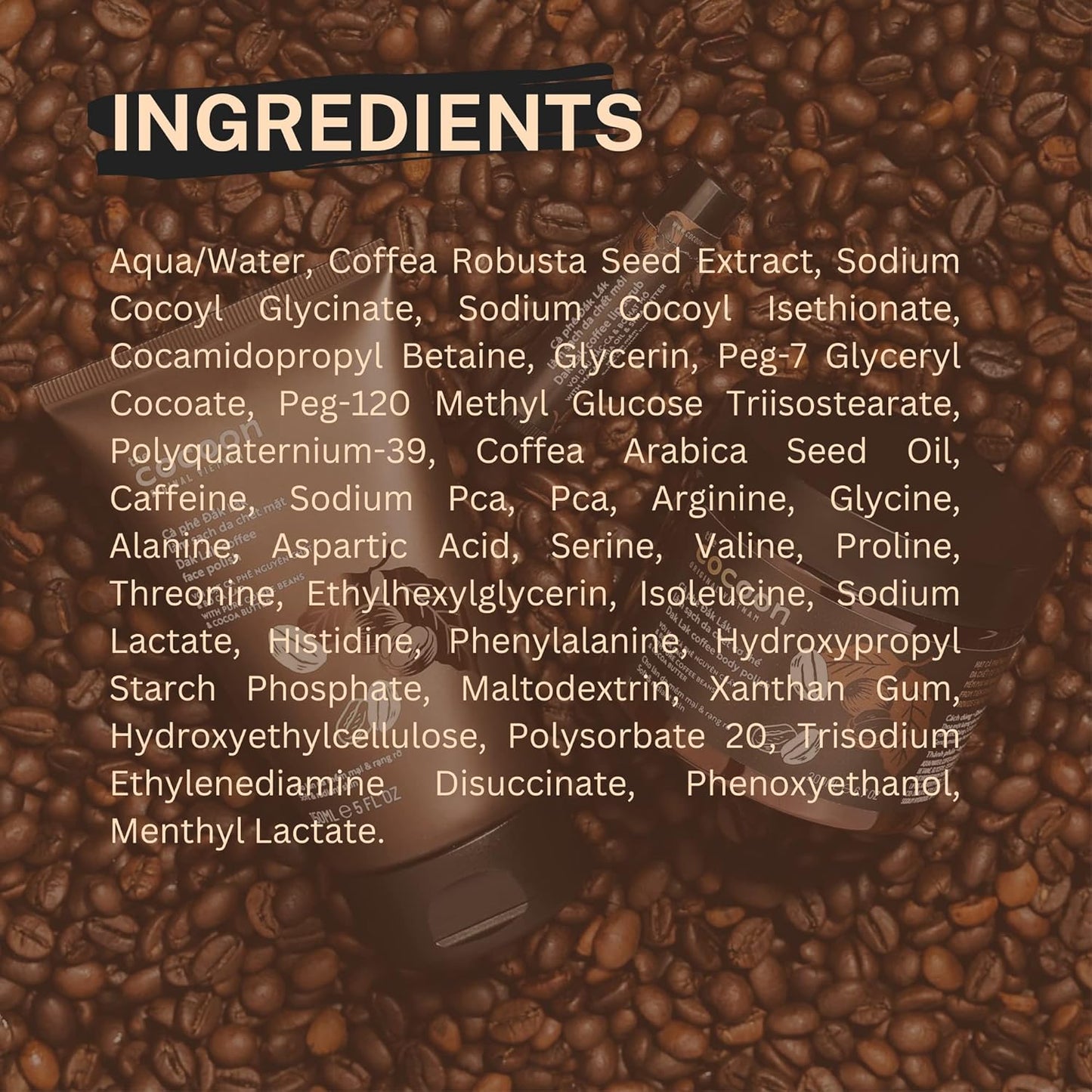 Cocoon Dak Lak Coffee Cleanser, Vegan Facial Cleanser Low PH, Daily Face Wash for All Skin Types, Gentle Makeup Remover, With Antioxidants for Glowing Skin & Less Visible Pores