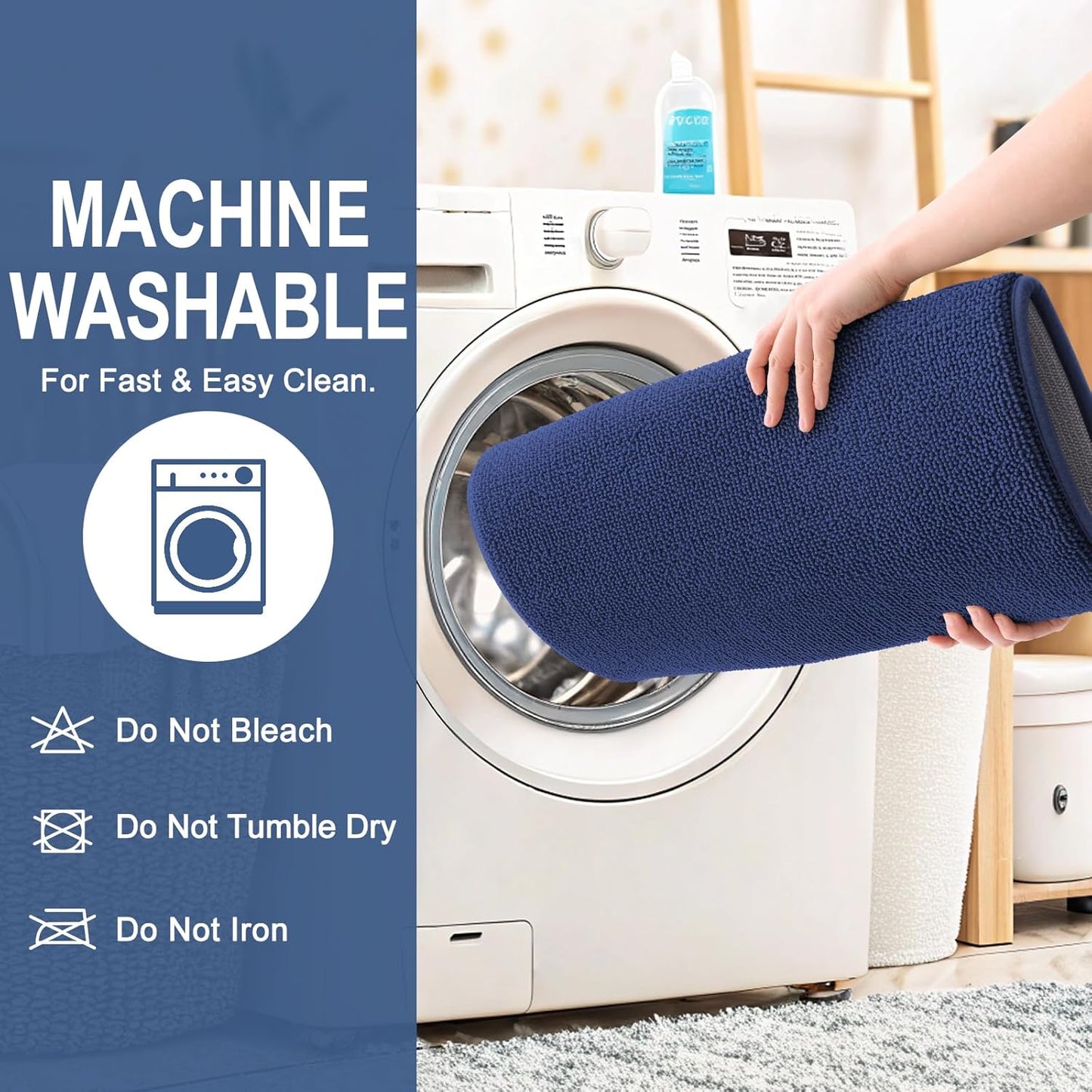 OLANLY Thick Memory Foam Bath Mat Rug 24x16, Extra Soft Absorbent Bathroom Rug, Quick Dry Bath Mats, Non-Slip, Machine Washable Carpet, Tub and Shower, Home Decor Accessories, Twilight Sapphire