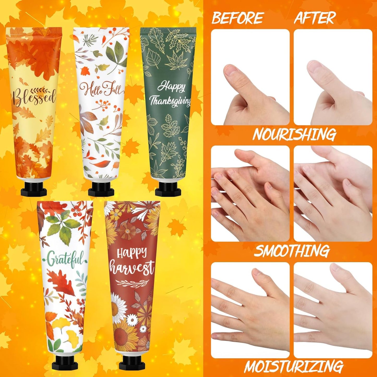 100 Pcs Thanksgiving Fall Hand Lotion Gifts Bulk for Women Maple Leaves Hand Cream 30ml Natural Botanical Fragrance Mini Lotion for Chapped Hands Travel Thanksgiving Autumn Party Supplies