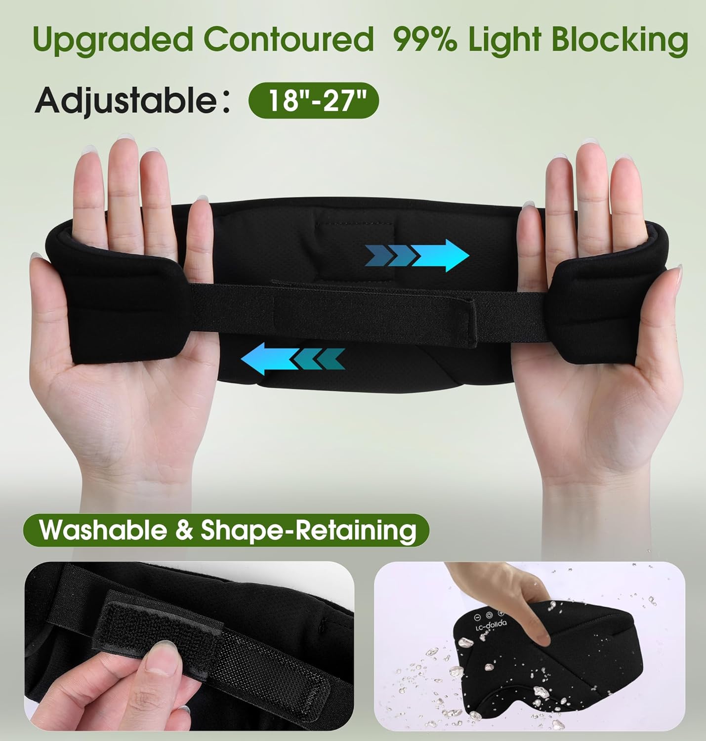 Sleep Mask with Headphones Bluetooth 5.4, LC-dolida Wireless Music Eye Mask for Sleeping Headphones with Soft Bamboo Cotton Cooling Breathable,Ultra-Thin Stereo Speaker for Side Sleepers