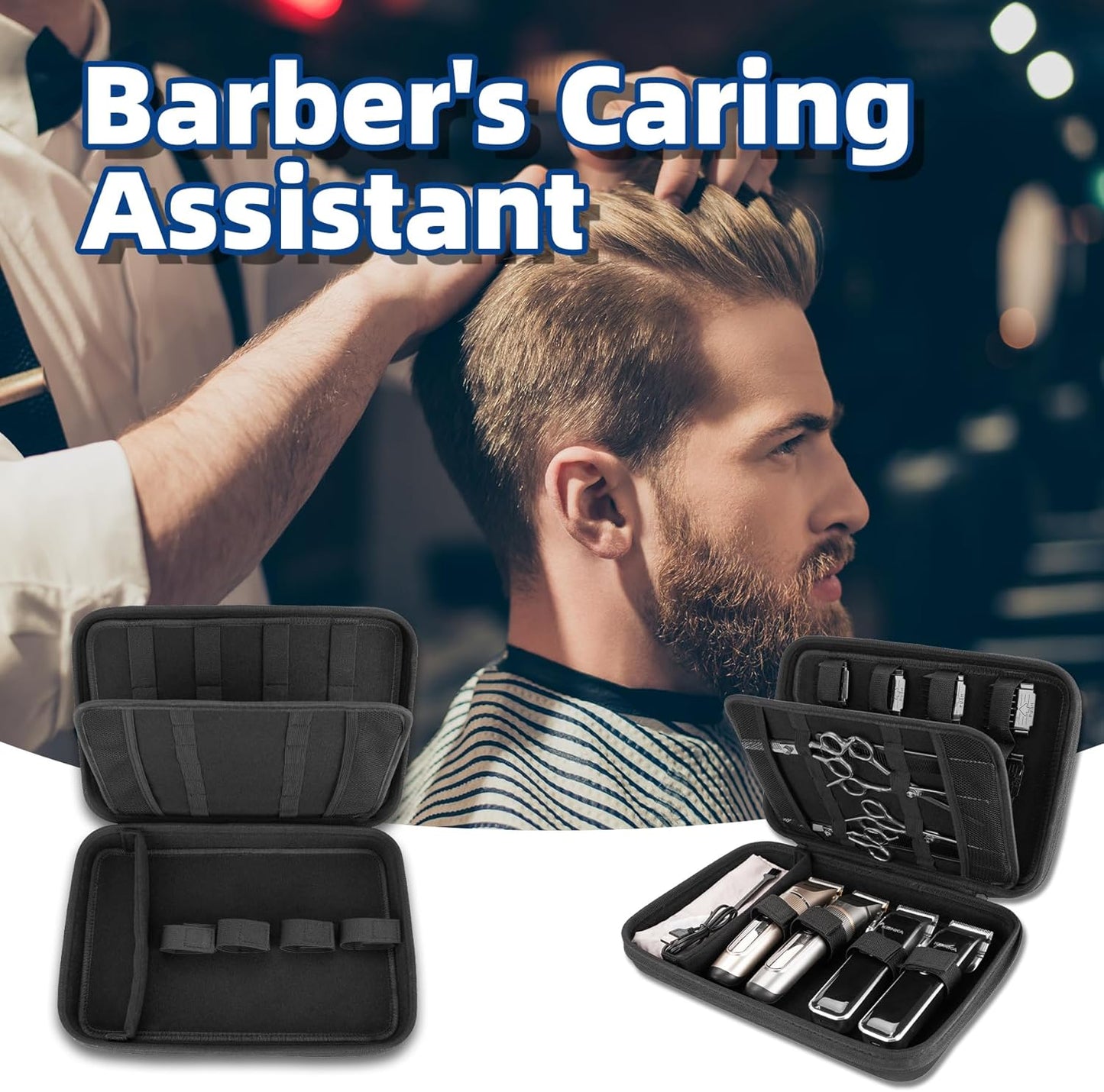 SMYV Barber Bags for Clippers and Supplies, Sturdy Clipper Storage Case for Barber Accessories, Hair Trimmer Organizer for Men Razor Guard Grooming Kits (Case Only)