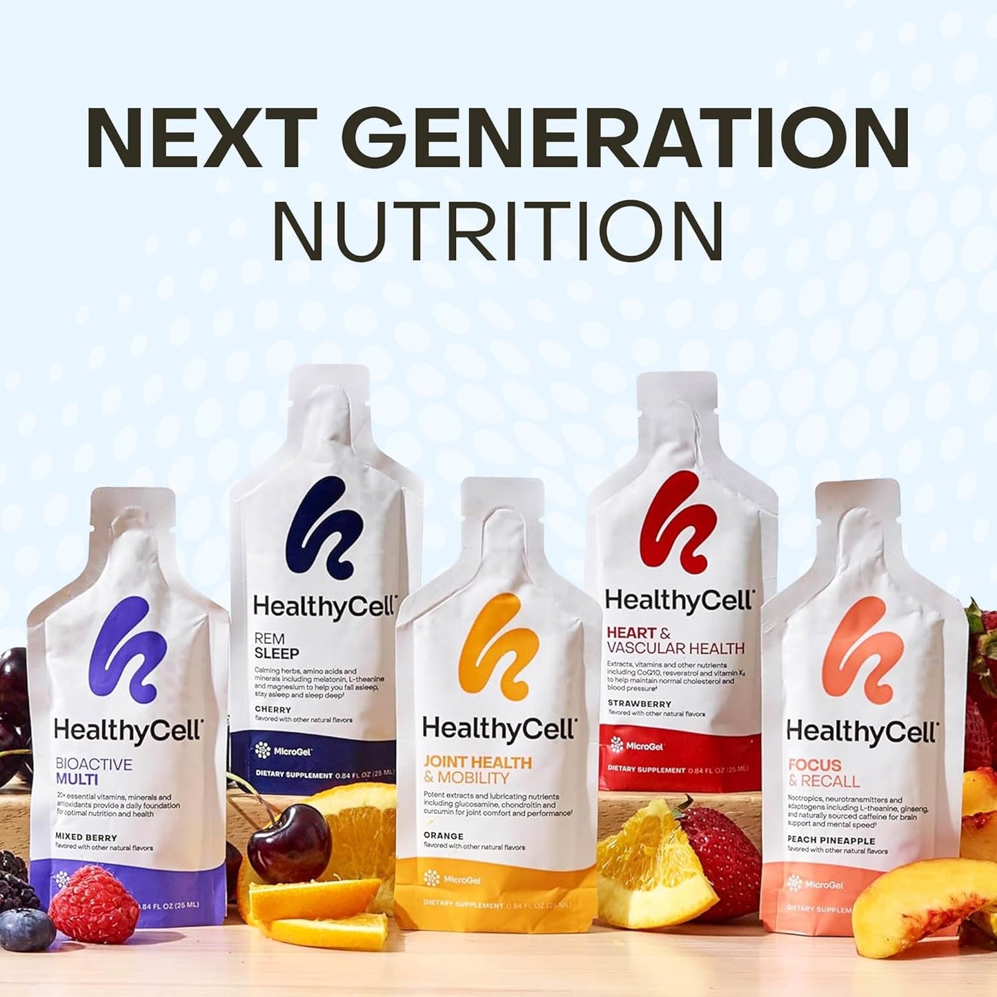 Healthycell Vibrant Hair Skin & Nails Daily Liquid Supplement - Beauty Supplements with Hydrating Nutrients & Essential Vitamins - Collagen, Biotin & Hyaluronic Acid - 30 Gel Packs