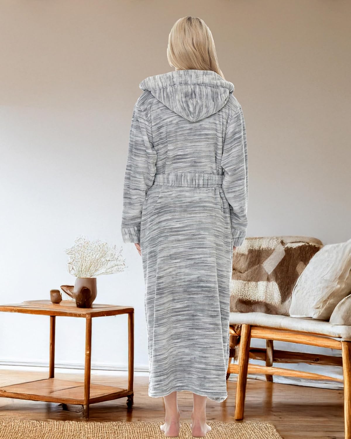 Alexander Del Rossa Womens Robe, Long Plush Bathrobe with Hood, Hooded Robes for Women Plus Size Bath Robe