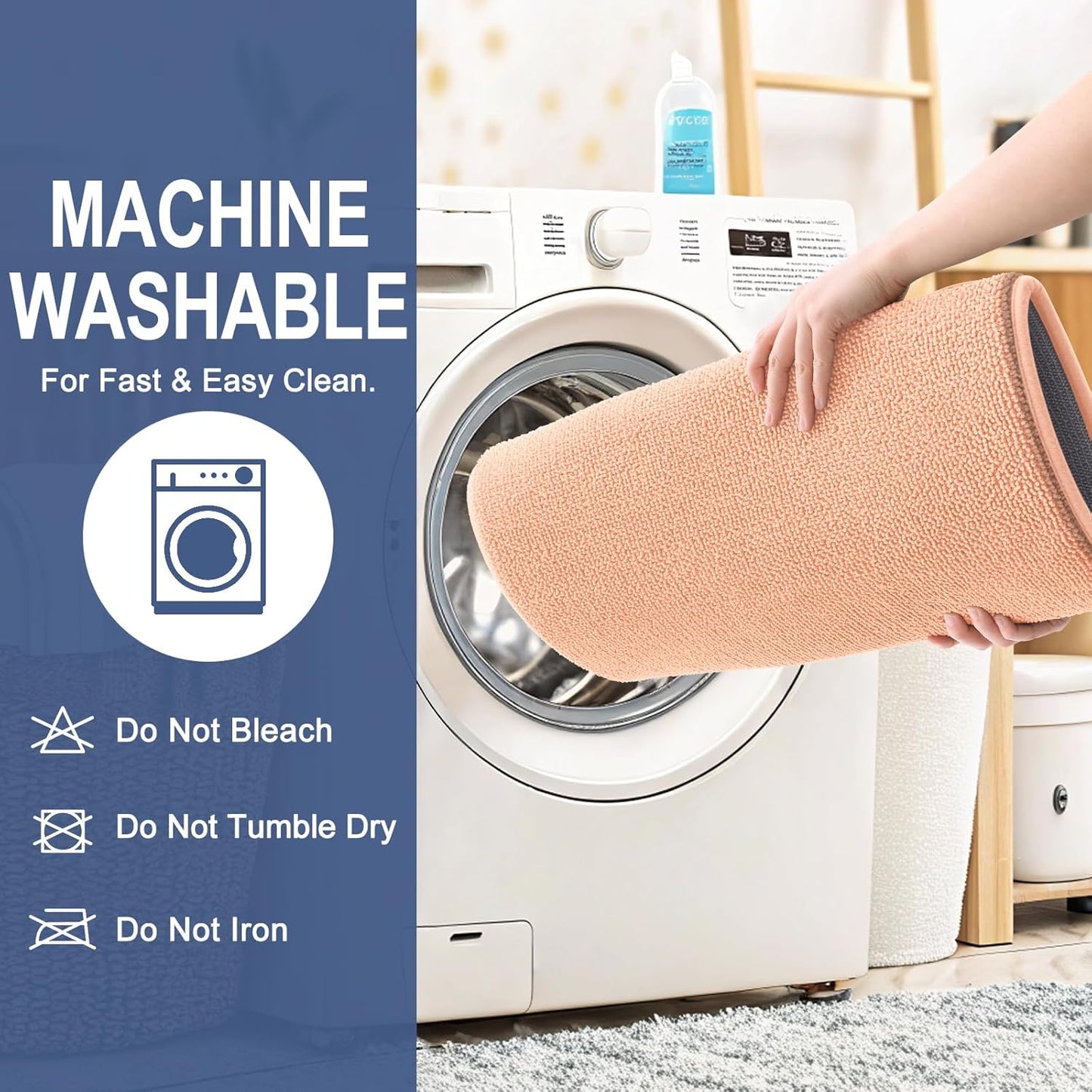 OLANLY Thick Memory Foam Bath Mat Rug 24x16, Extra Soft Absorbent Bathroom Rug, Quick Dry Bath Mats, Non-Slip, Machine Washable Carpet for Bathroom, Tub and Shower, Home Decor Accessories, Peach