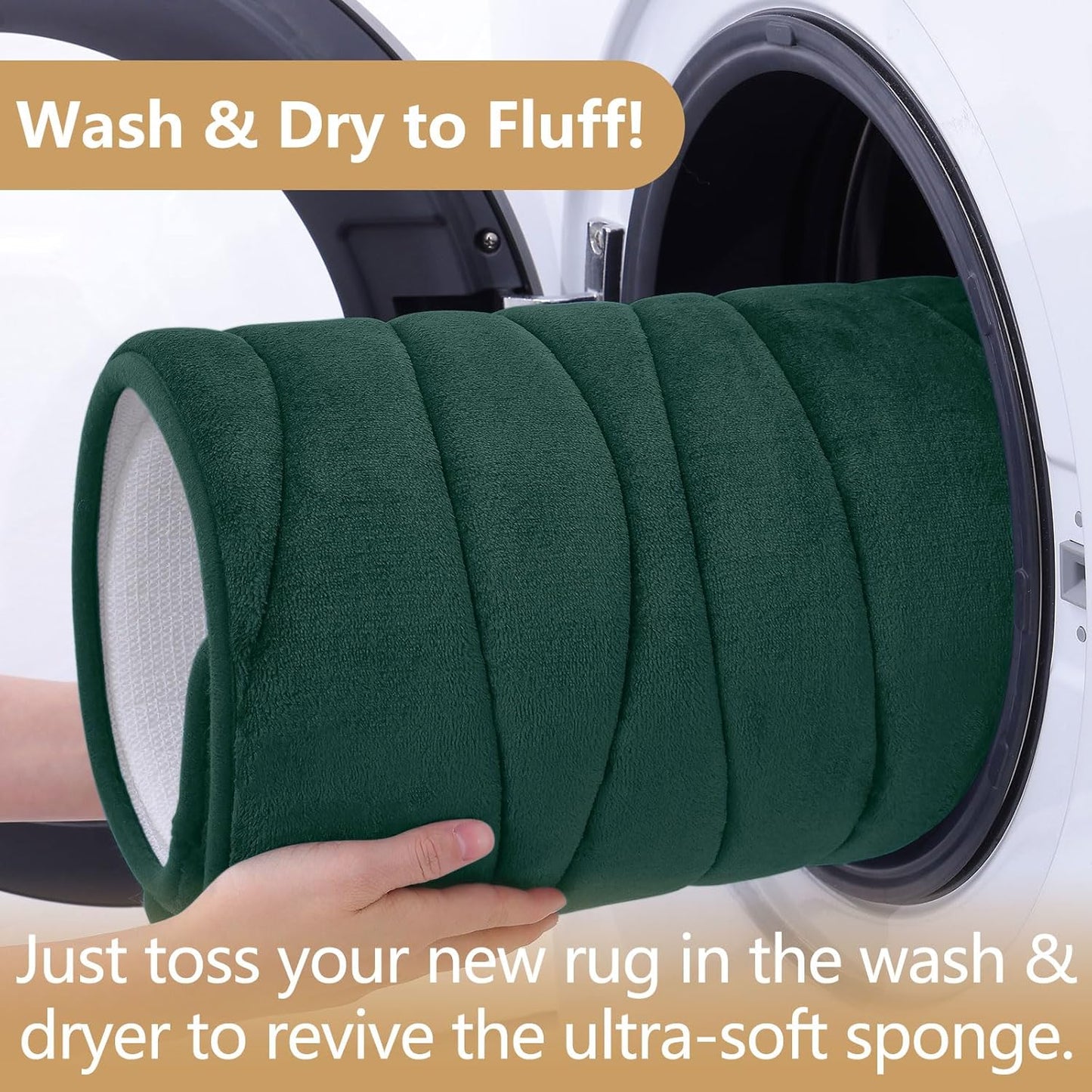 Buganda Memory Foam Bathroom Rug Mat 47x24, Extra Soft and Absorbent Bath Mats, Non-Slip and Machine Washable Bath Rugs for Bathroom Floor,Tub and Shower, Dark Green