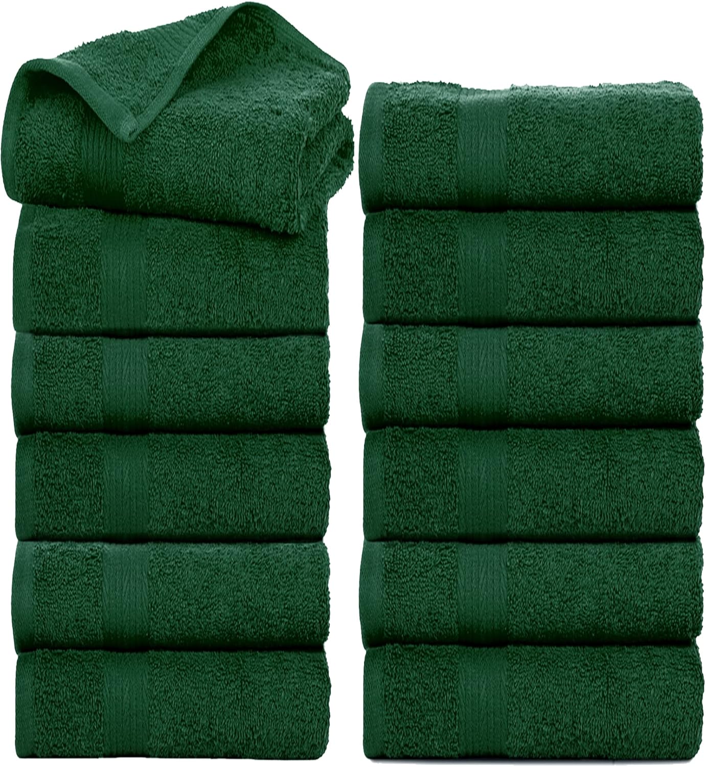 Ample Decor Hand Towels 18 X 28 Inch Pack of 12 600 GSM 100% Cotton, Soft Absorbent Thick Durable Premium Quality, for Hotel, Bathroom, Spa, Daily Use, Gym - Green