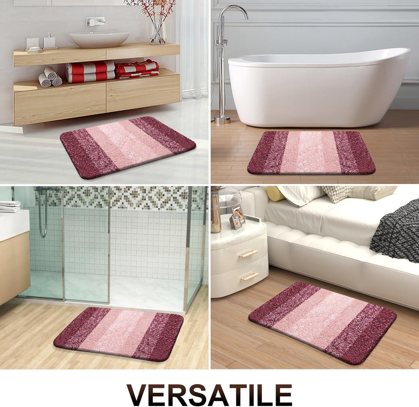 OLANLY Bathroom Runner Rugs 47x24, Extra Soft Absorbent Microfiber Bath Rugs, Rubber Backing, Quick Dry, Machine Washable Bath Mats for Bathroom Floor, Tub and Shower, Home Decor Accessories, Red