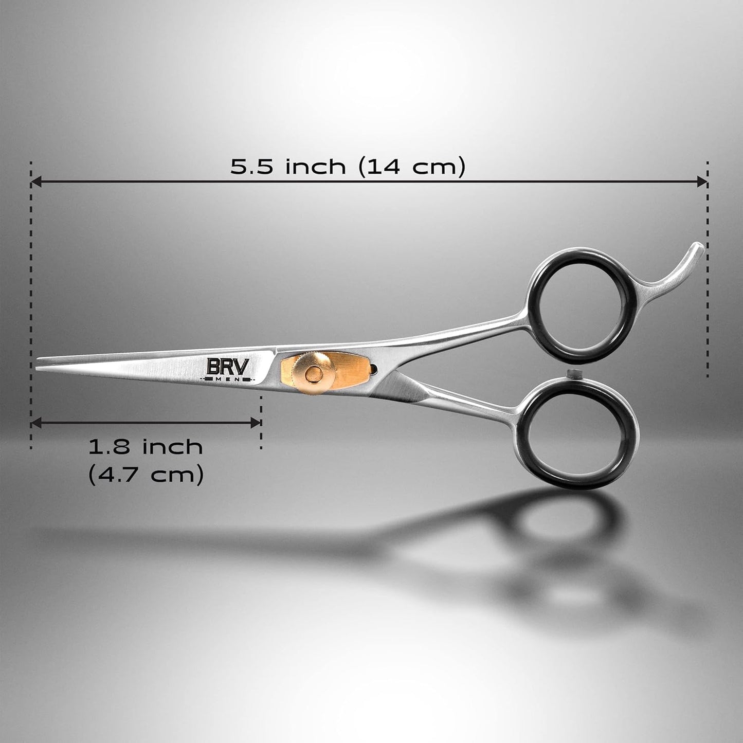 BRV MEN Beard & Mustache Scissors - 5" - High Carbon Stainless Steel - Razor Sharp Facial Hair Trimming Shears - RIGHT HANDED, Silver