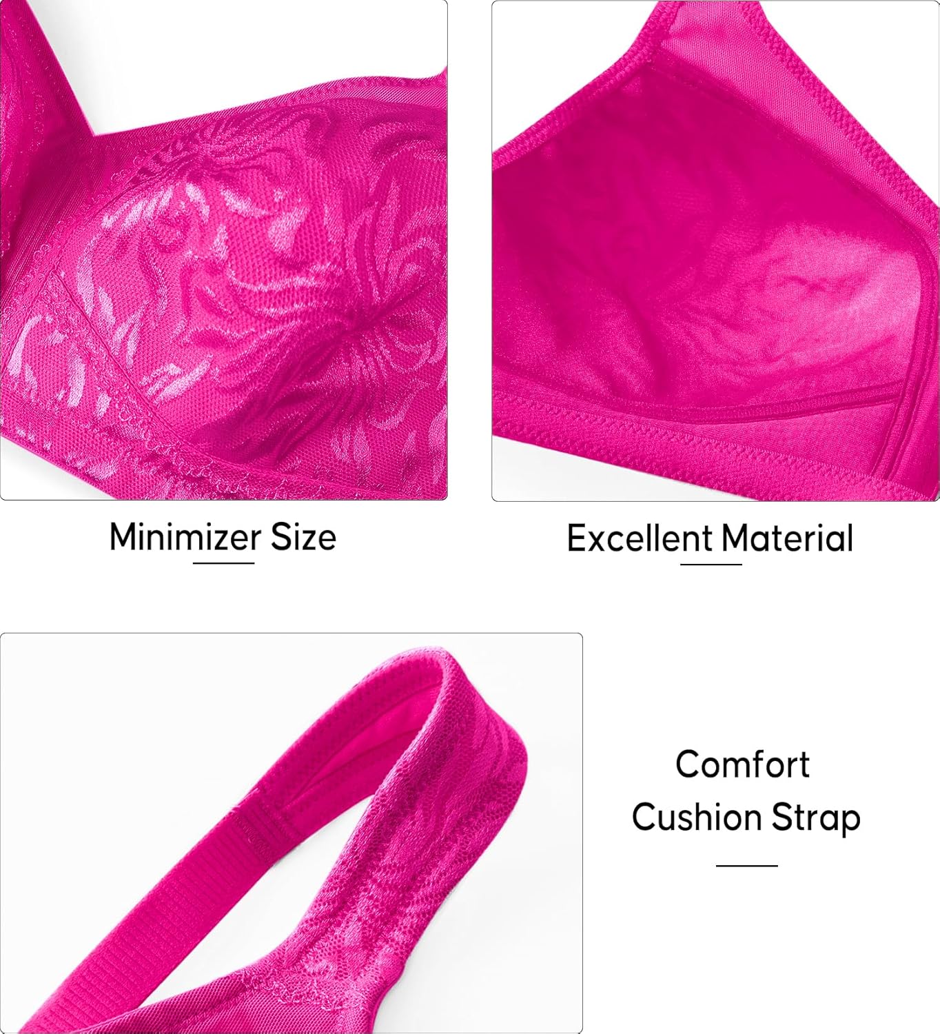 ZeroBound Women's Minimizer Bras Comfort Cushion Strap Wirefree Full Coverage Large Bust Non-Padded Bra