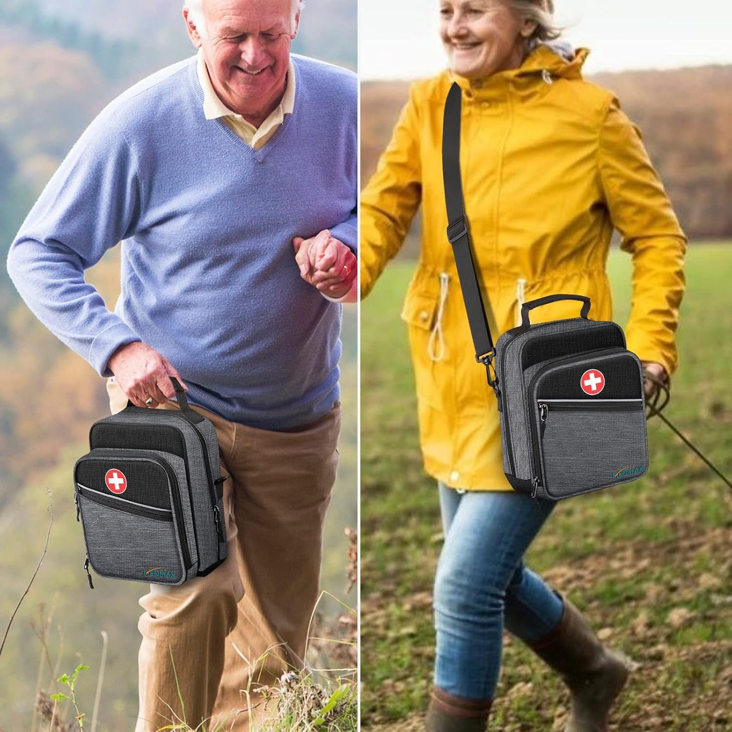 Insulin Cooler EpiPen Carrying Case Insulated, Travel Medication Diabetes Supplies Organizer Bag with Shoulder Strap for Asthma Inhaler, Auvi-Q, Allergy Medicine Essentials (Gray)