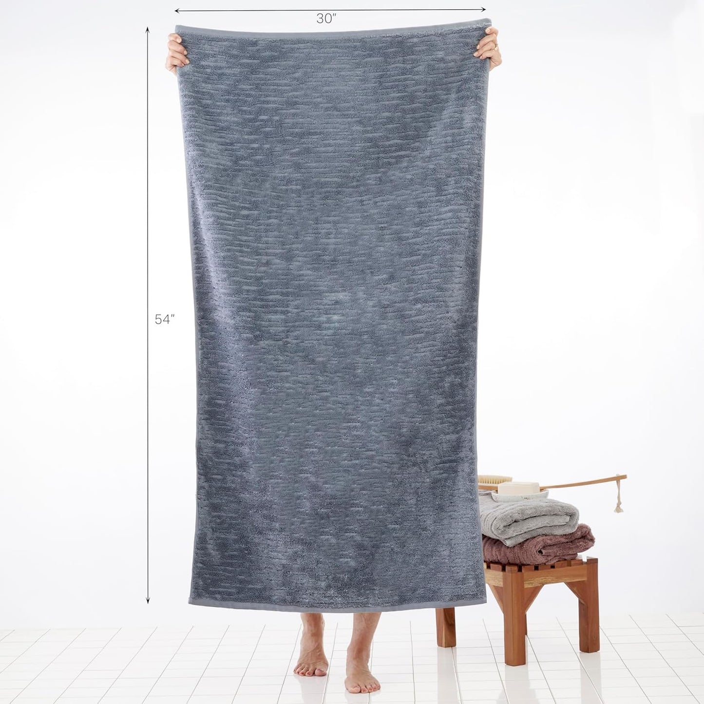 SKL Home CloudSoft Cotton Luxury Bath Towel, Smoke Blue