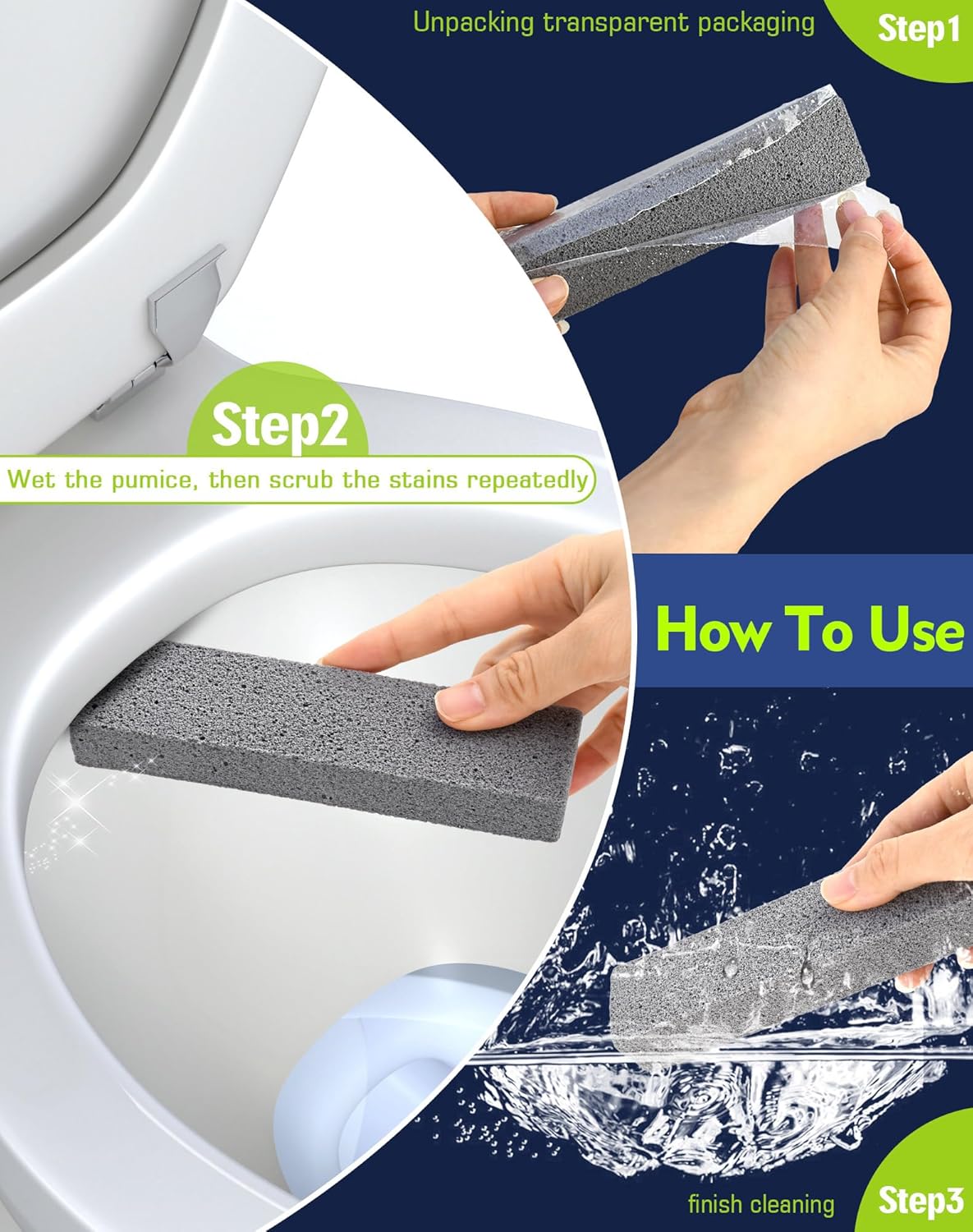 Maryton Pumice Stone for Toilet Cleaning, Non Scratch Pumice Stone for Cleaning Hard Water Stain on Toilet Bowl, Tile, Kitchen, Pack of 16