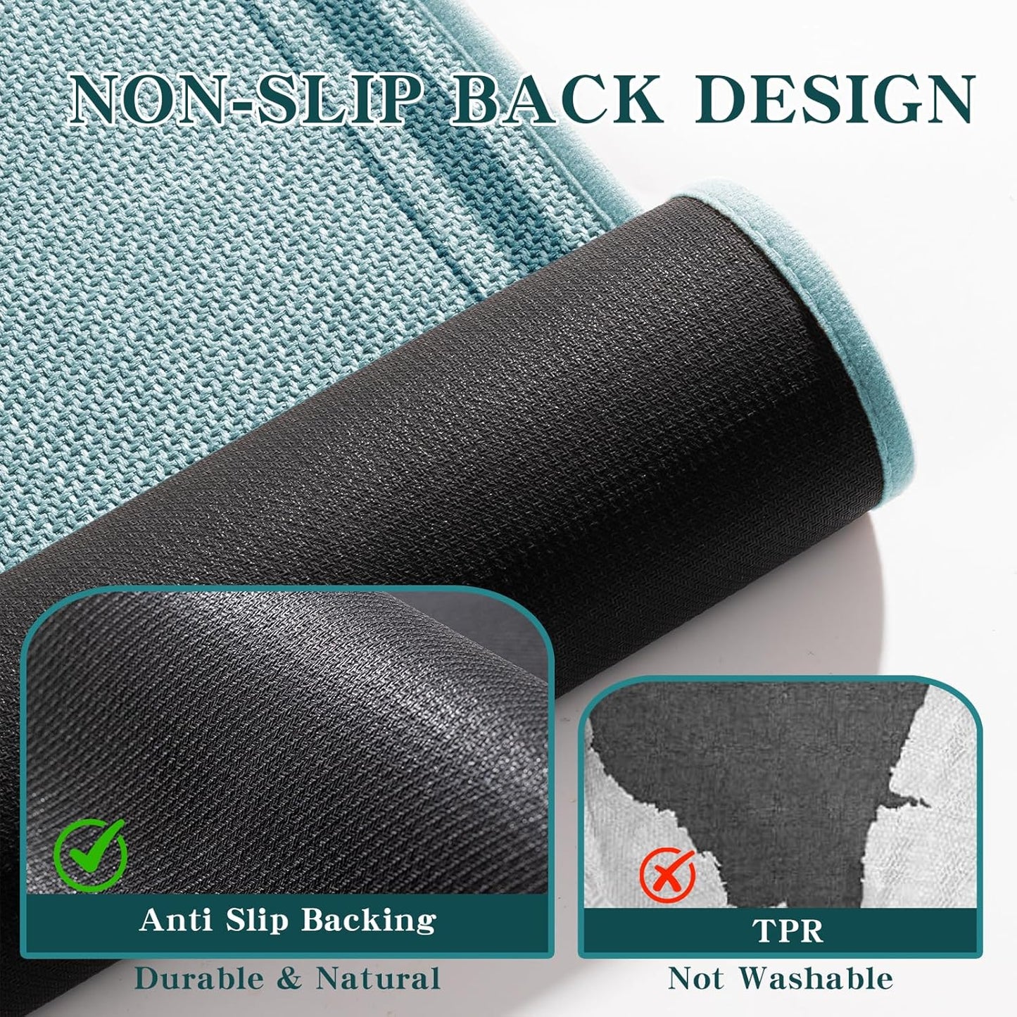 chakme Bathroom Rugs Mat 32x17, Ultra Thin Non Slip Bath Mat Quick Dry Absorbent Bath Mat for Bathroom Floor, (Light Blue, 32"x17")