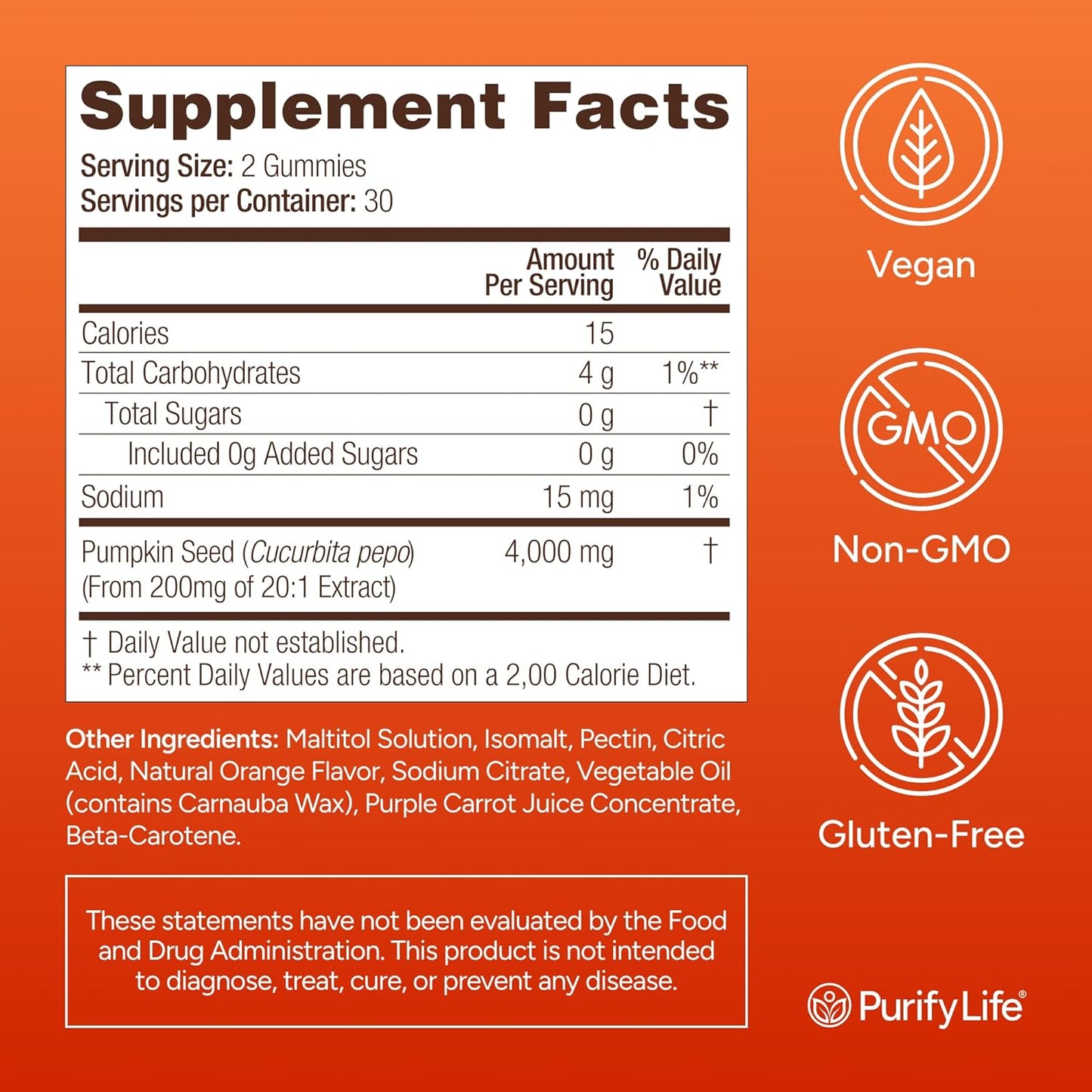 Sugar-Free Pumpkin Seed Oil Gummies (4,000mg/serving) Pumpkin Seed Oil for Hair Growth, Youthful Skin, Prostate Health, Immune & Urinary Tract Support-Natural Source of Essential Fatty Acids-60 Chews