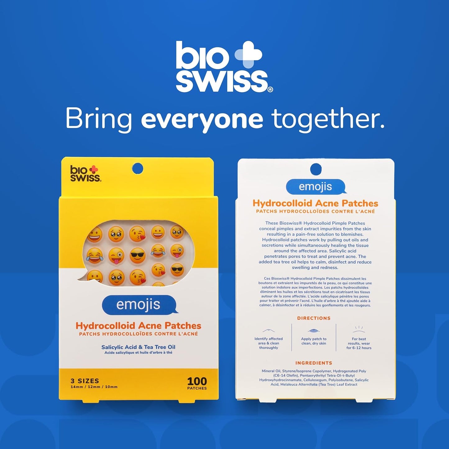 BioSwiss Pimple Patches, Emojis Patch for Zits and Blemishes, Hydrocolloid Spot Stickers for Face and Skin, 100 Count