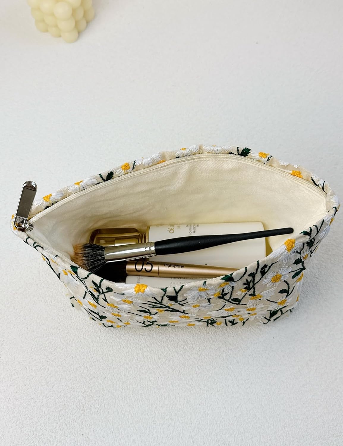 2 Pcs Makeup Bags, Large Cosmetic Bag Travel Toiletry Bag Organizer for Women, Embroidery Craft, Floral Makeup Bag Small Cosmetic Pouch Purse with Zipper Gifts for Girls Teen