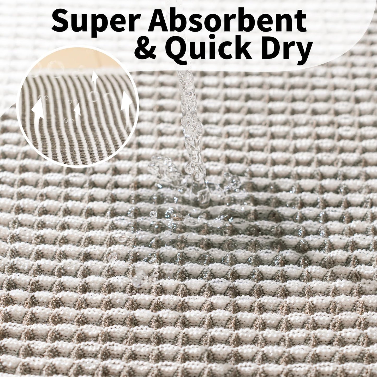 Waffle Runner Bath Mat - Long Boho Bathroom Rugs Non Slip Washable, Super Absorbent & Quick Dry, Soft Bath Mat Farmhouse Bathroom Decor, 24'' x 72'', Olive Green and White