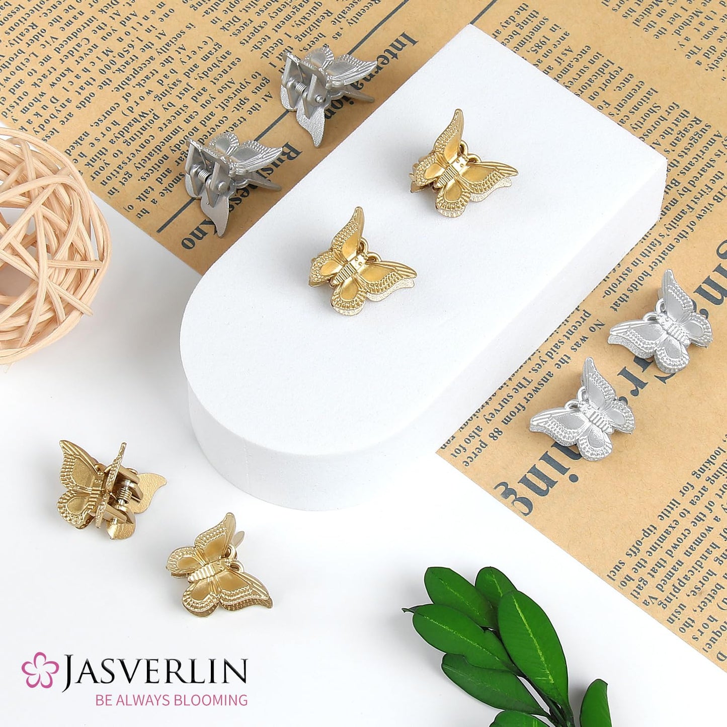 Mini Butterfly Hair Clips 50pcs - Non-Slip Metallic Silver Gold Hair Claws Clip Y2K 90s 2000s Small Tiny Cute Accessories Organizer for Women Girls Kids (Silver & Gold)