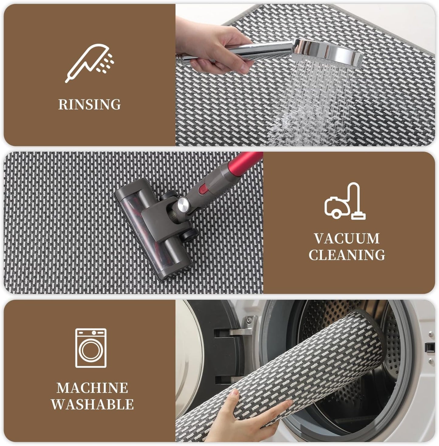 RESARE Non Slip Bathroom Runner - Machine Washable Bath Rugs, Super Absorbent Bath Mat Quick Dry Bath Runner, Bath Mat Ultra Soft Rugs for Bathroom Floor, 24"x47" Dark Grey