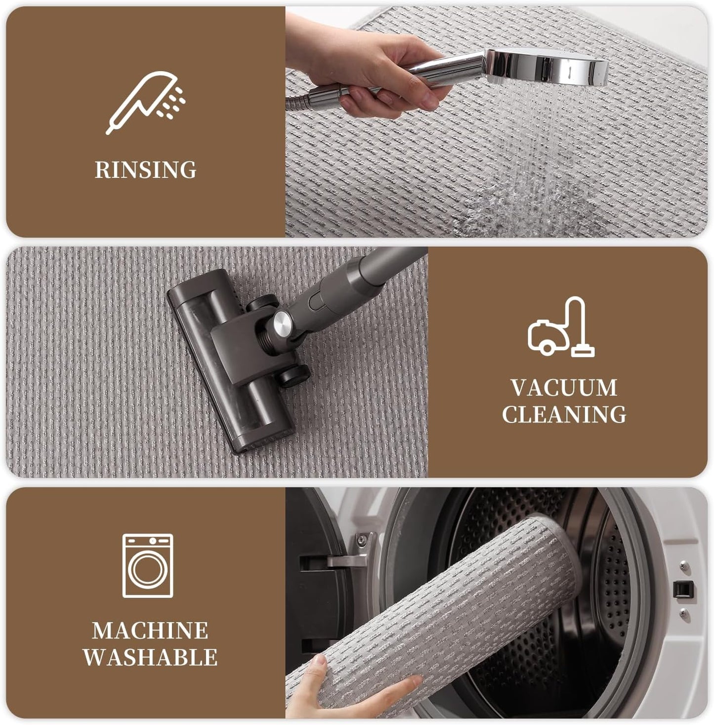 RESARE Non Slip Bath Mat - Machine Washable Bathroom Rugs, Super Absorbent, Quick Dry, Ultra Soft, 17"x30", Light Grey