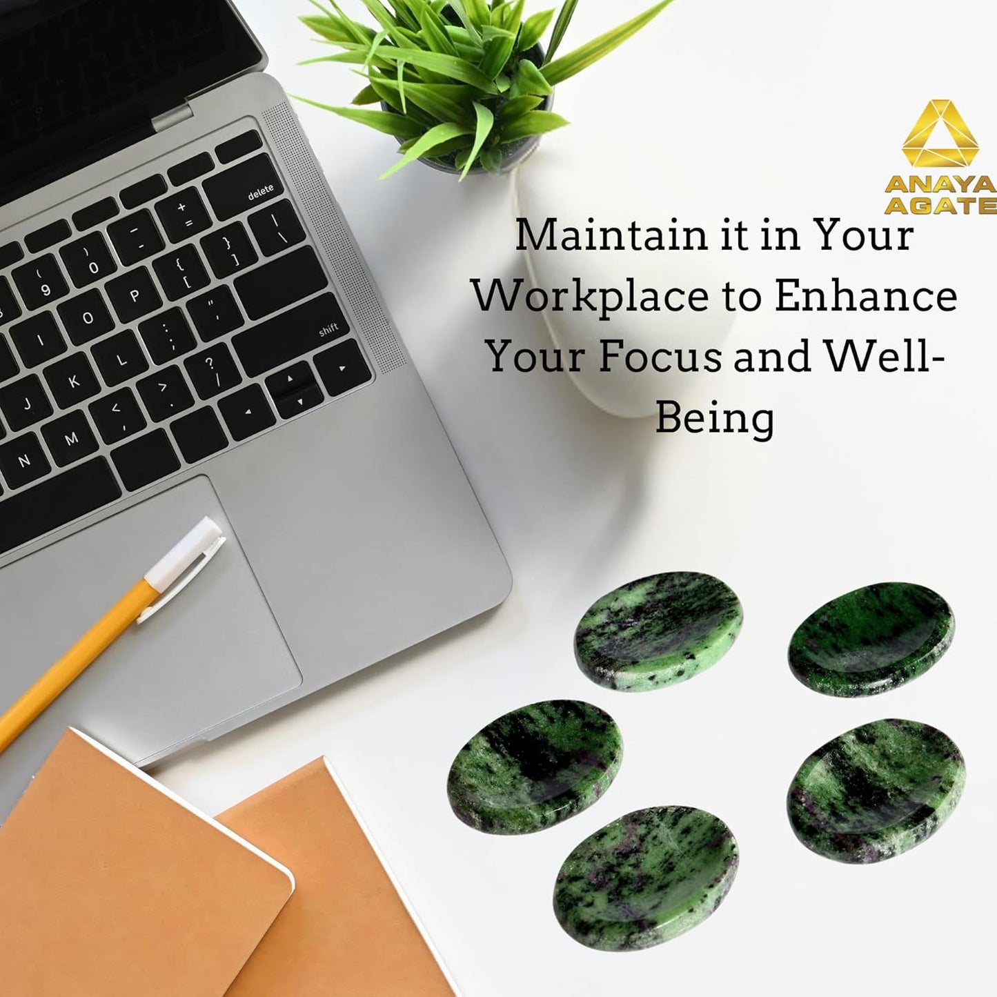 Ruby Zoisite Worry Stones – Crystal Thumb Worry Stone for Anguish, Stress – Relaxing & Soothing Balance Stones for Meditation, Relief – Healing Stones & Crystals for Men, Women