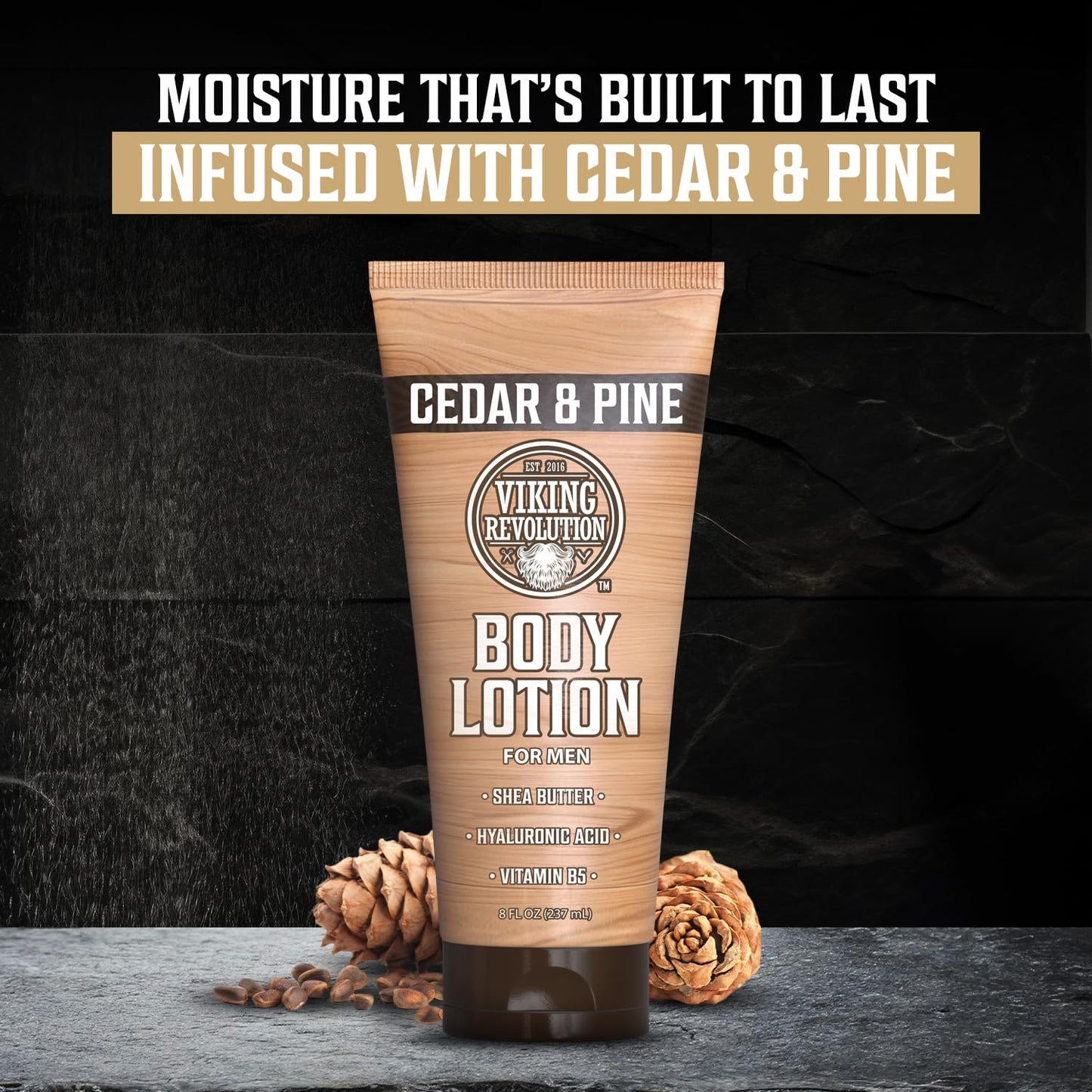 Viking Revolution Cedar and Pine Body Lotion for Men – Mens Lotion for Dry Skin with Shea Butter, Hyaluronic Acid and Vitamin B5, Nourishing Mens Body Lotion for Hydrated and Smooth Skin (8oz, 1 Pack)