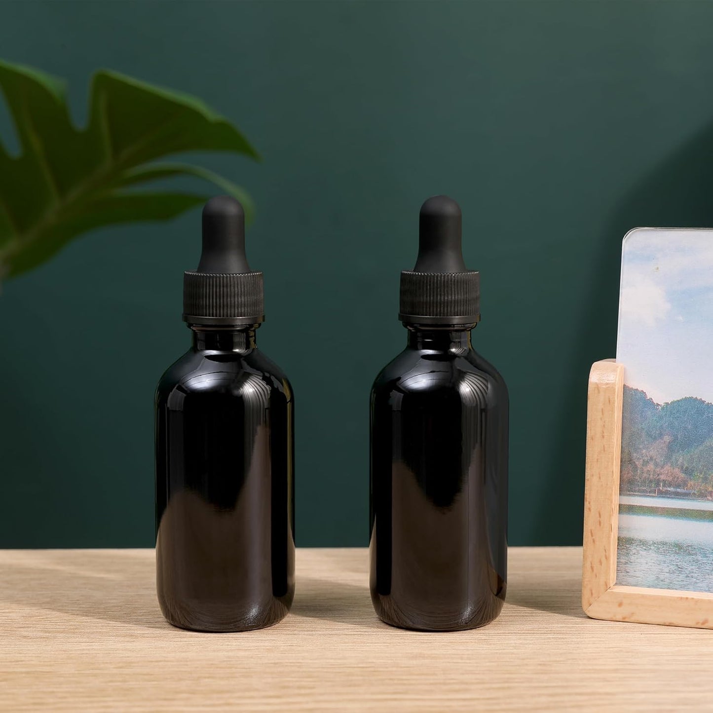 2oz Glass Dropper Bottle,Preety Texture Tincture Bottles with Precise Scales Eye Droppe,for All Kinds Of Mixed Liquids,Leak-Proof Design for Easy Travel (Black-48Pack)