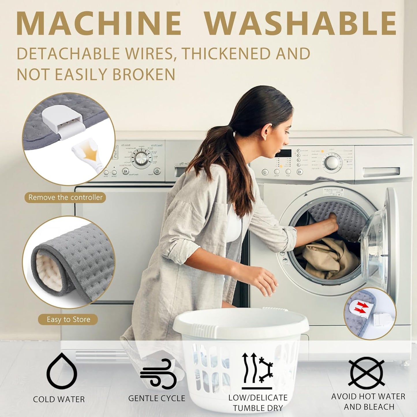 Extra Large Heating Pad - 20"x40" Heating Pad for Back Pain Relief & Period Cramps -10 Heat Settings & 3 Timing Options, Soft Machine Washable Fabric- Heat pad for Back, Shoulder, Neck, Abdomen, Legs