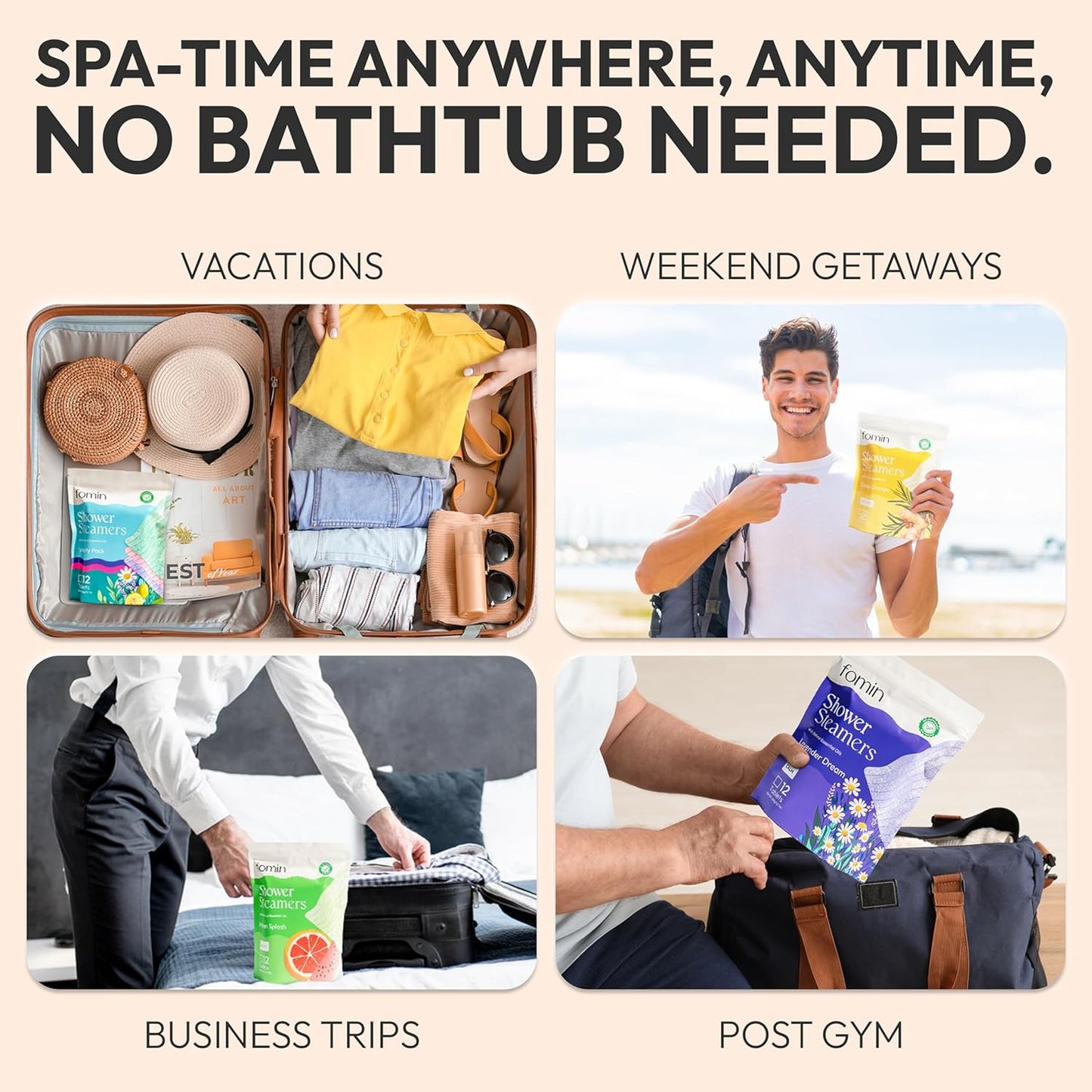 FOMIN Aromatherapy Shower Steamers - 12 Count - Variety Pack Bath Bombs with Essential Oils for Stress Relief & Relaxation - Self Care, Spa Gifts for Women and Men - Shower Aroma for Body Wellness