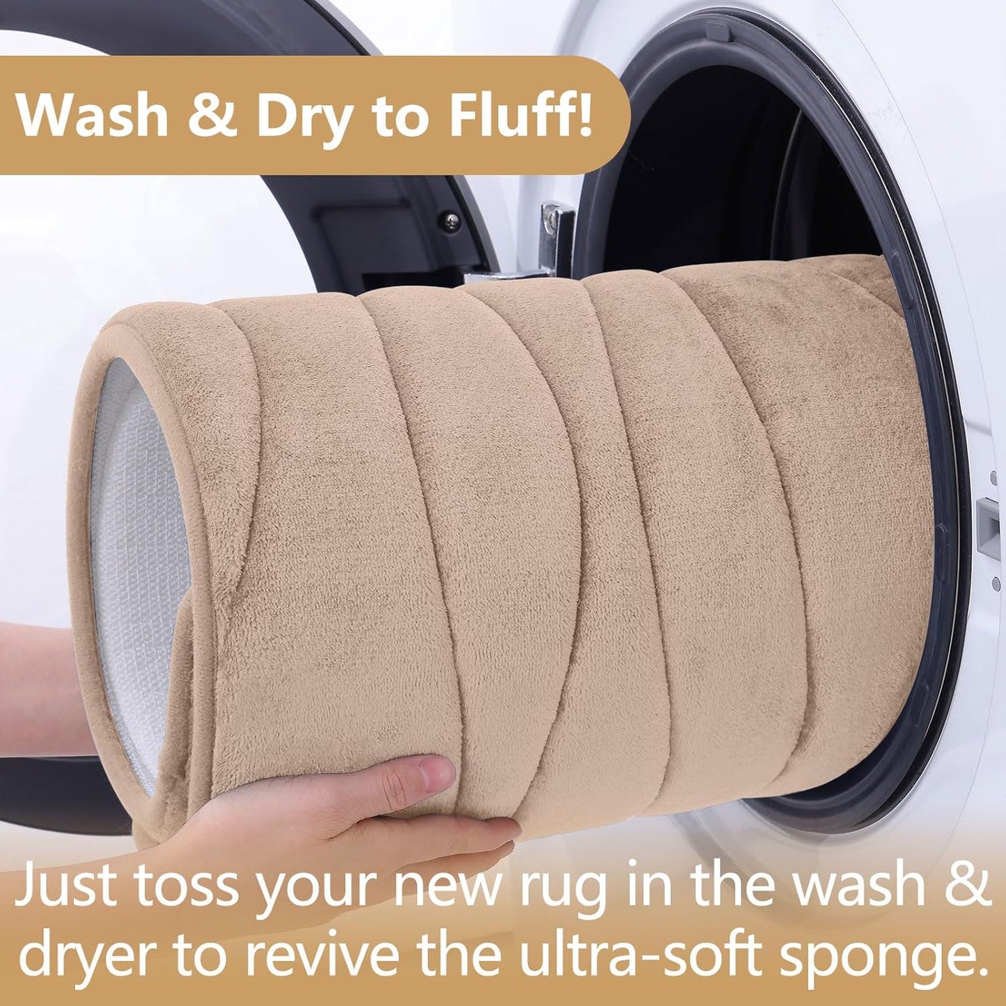 Buganda Memory Foam Bathroom Rug Mat 59x17, Extra Soft and Absorbent Bath Mats, Non-Slip and Machine Washable Bath Rugs for Bathroom Floor,Tub and Shower, Camel