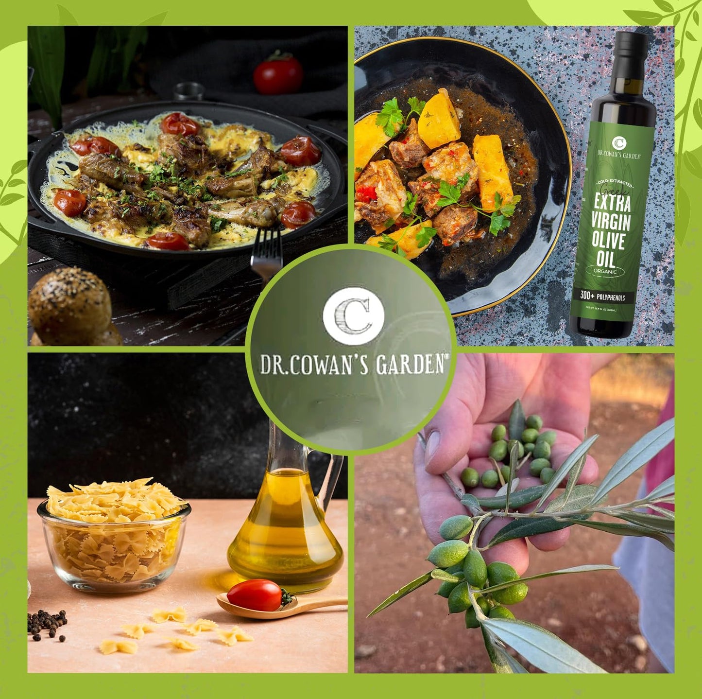 Dr. Cowan’s Garden 300+ Polyphenol Greek Extra Virgin Olive Oil - Single Estate Extra Virgin Olive Oil with Highest Polyphenols Sourced from Koroneiki Trees, Phase 2 Organic, Cold-Pressed, 16.9 FL Oz