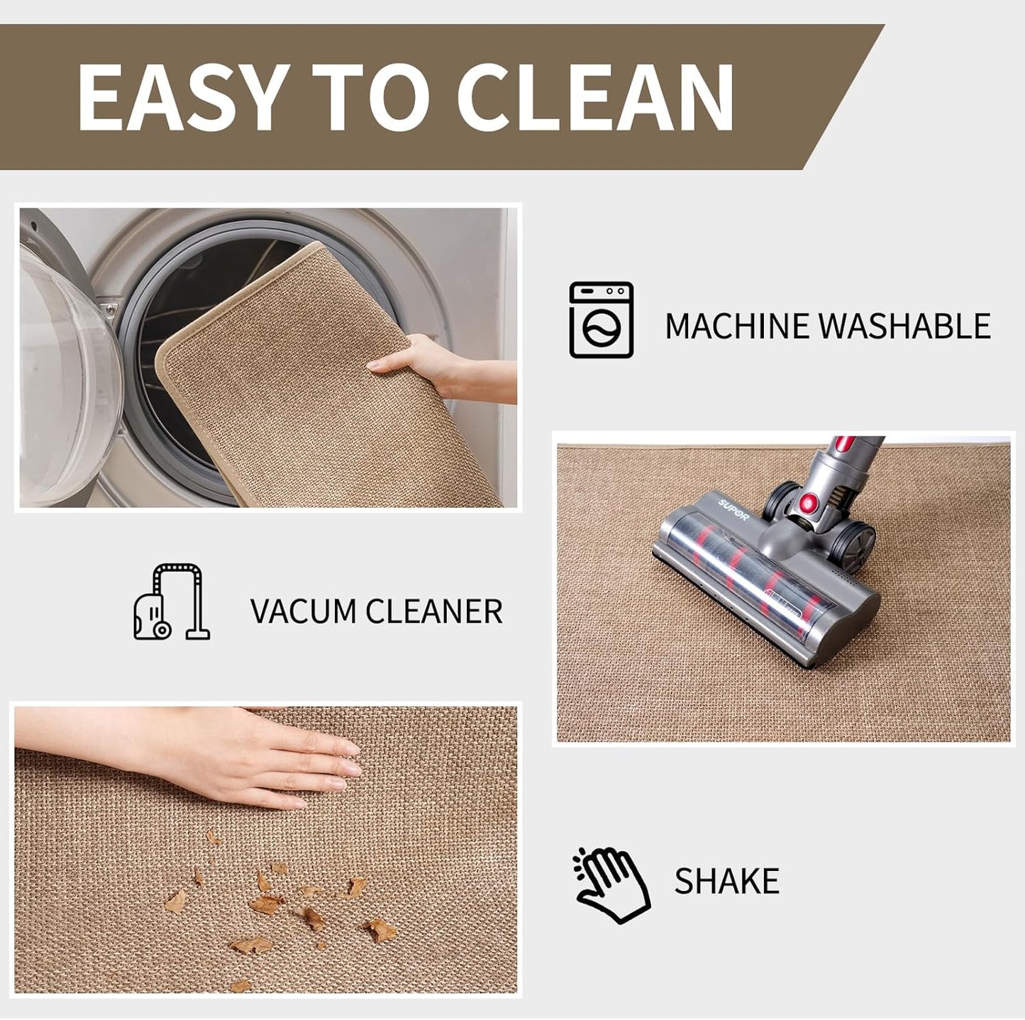 Brown Bath Mat Bathroom Rugs, Ultra Thin Bath Mats Fit Under Door Bathroom Floor, Super Absorbent Quick Dry Machine Washable Bath Rug Shower Mat, Non Slip Rubber Backing, 24" x 35"