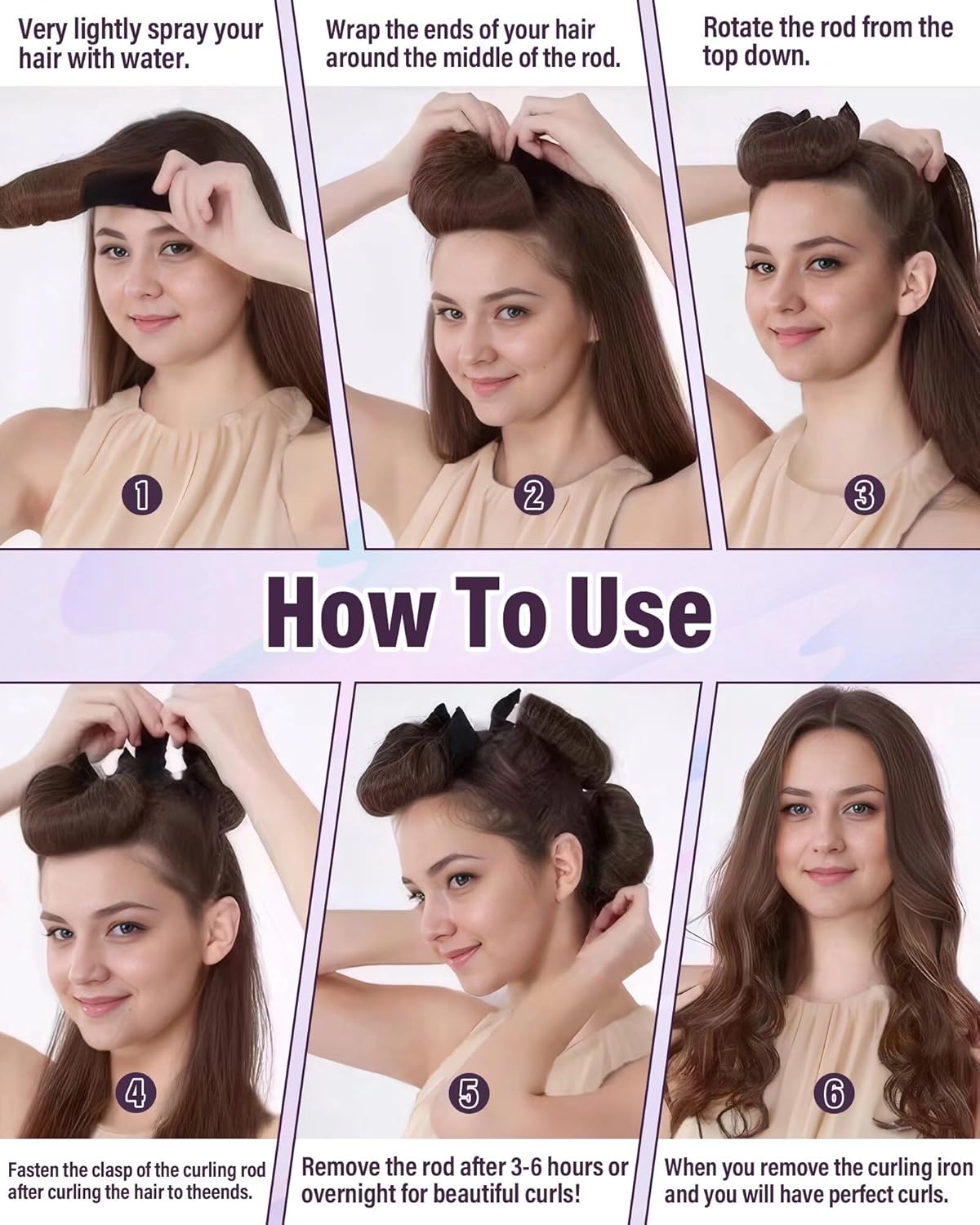 Heatless Hair Curler Overnight Curls-3 Pcs No Heat Curling Blowout Rod to Sleep In,Hair Rollers with Satin Scarf