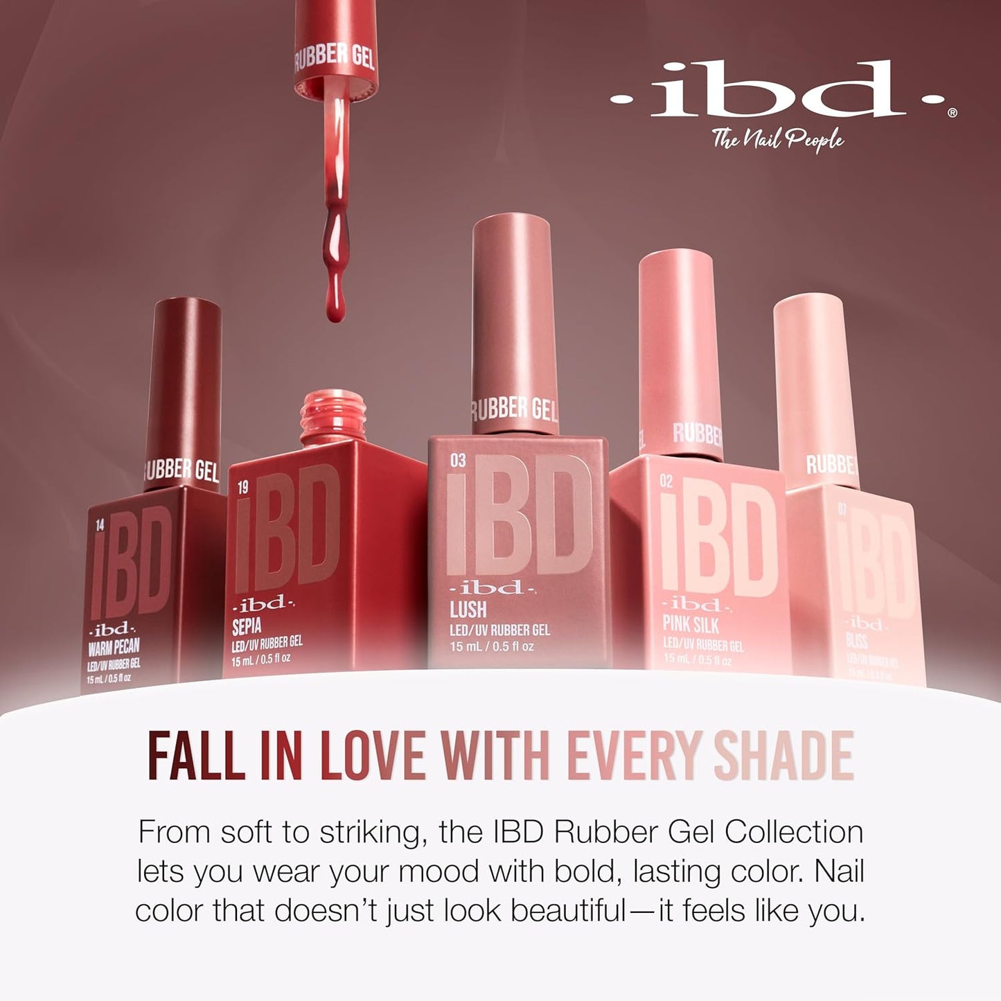 IBD Rubber Gel Polish - Warm Pecan, LED/UV Soak Off Builder Gel for Nails, Strengthening Base Coat for Nail Polish & Extensions, 0.5 fl oz