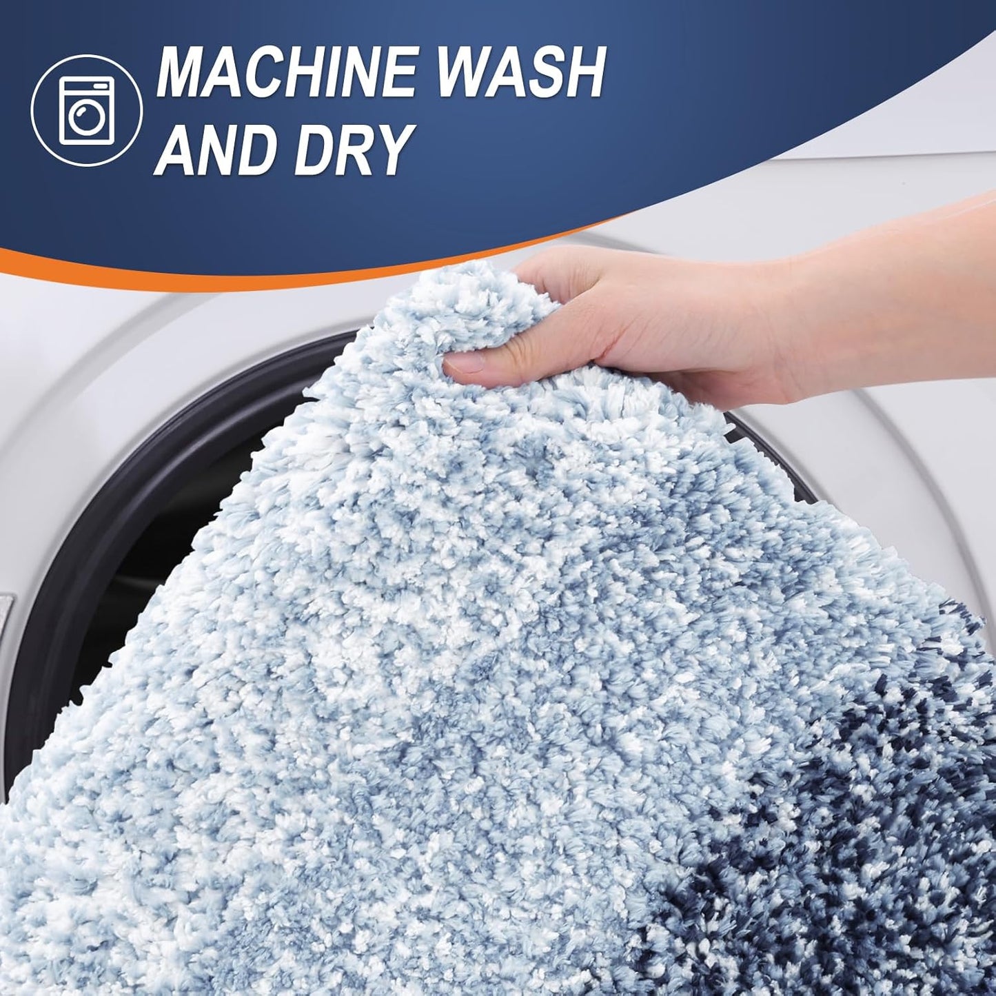 OLANLY Bathroom Runner Rugs 54x24, Extra Soft Absorbent Microfiber Bath Rugs, Rubber Backing, Quick Dry, Washable Bath Mats for Bathroom Floor, Tub and Shower, Home Decor Accessories, Navy Blue