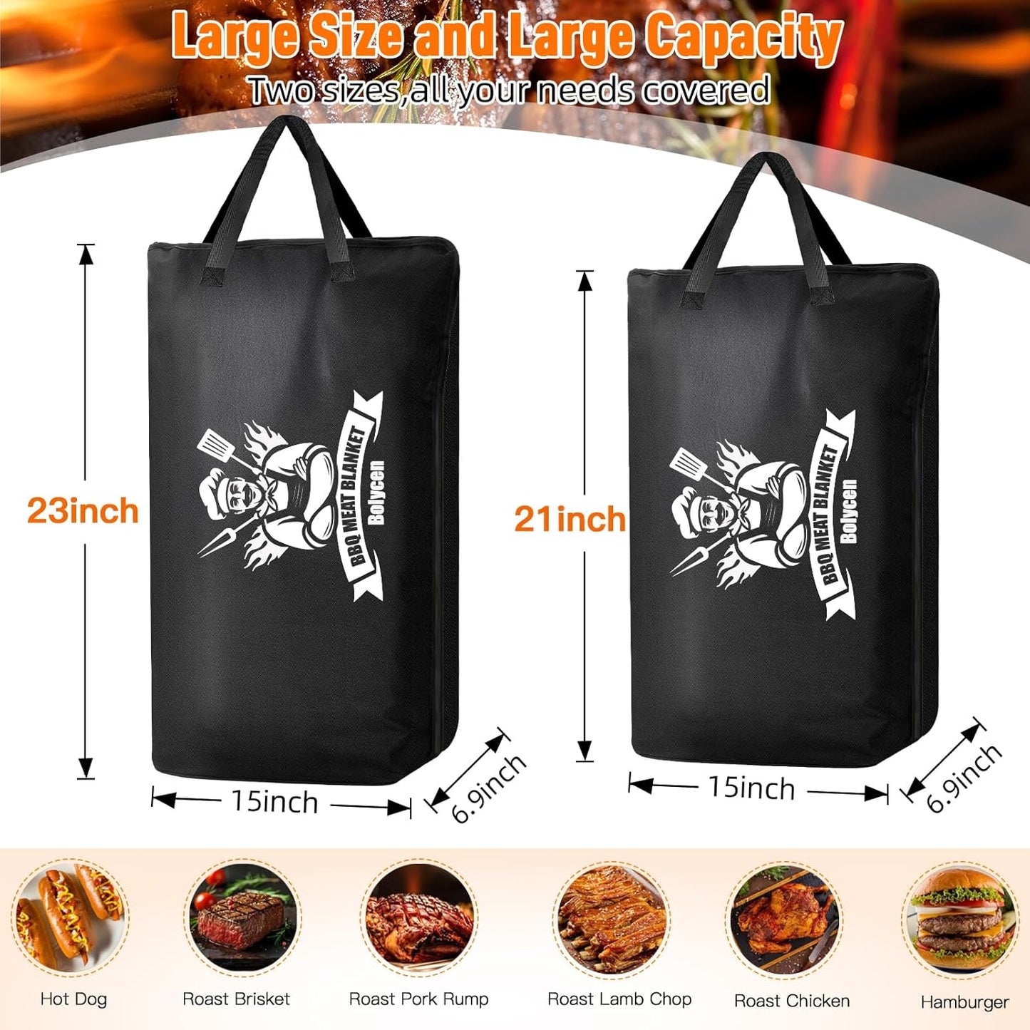 Upgraded BBQ Blanket for Resting Meat,Smoker Accessories Brisket Blanket, Insulated Meat Resting Bag with Wide Mouth for Steaks/Pork Shoulders/Turkeys, BBQ Accessories Grilling Gifts for Men (21inch)