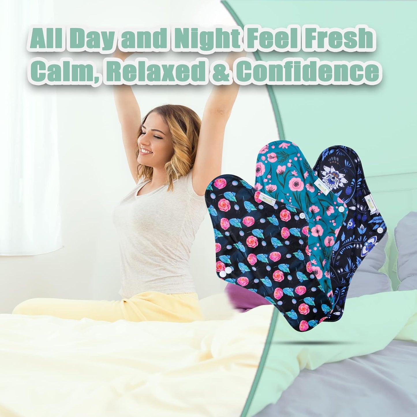 wegreeco Reusable Menstrual Pads - Reusable Sanitary Pads | Reusable Panty Liners | Soft Cloth Menstrual Pads - 6 Pack with 1 Cloth Mini Wet Bag (XL, Rose)