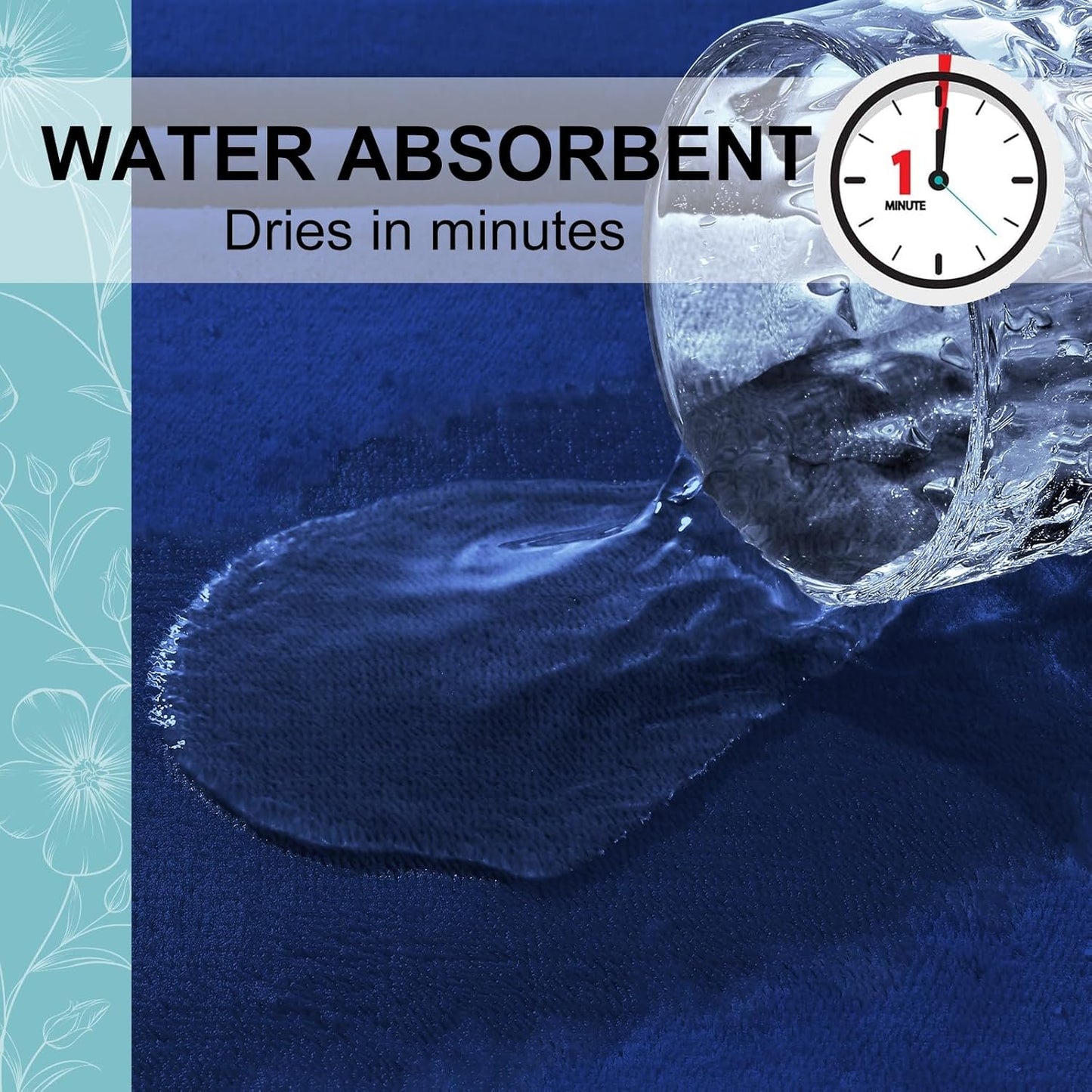 Grandaily Memory Foam Bath Mat Rug 47x24, Ultra Soft, Non-Slip and Absorbent Bathroom Rugs, Machine Wash Dry, Comfortable Bath Carpet for Bathroom Floor, Tub and Shower, Navy Blue