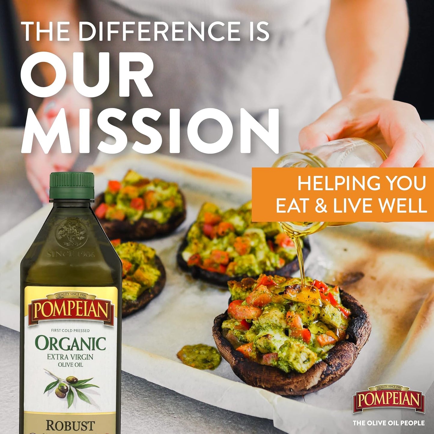 Pompeian USDA Organic Robust Extra Virgin Olive Oil, Contains Polyphenols, First Cold Pressed, Full-Bodied Flavor, Perfect for Salad Dressings & Marinades, 24 FL. OZ
