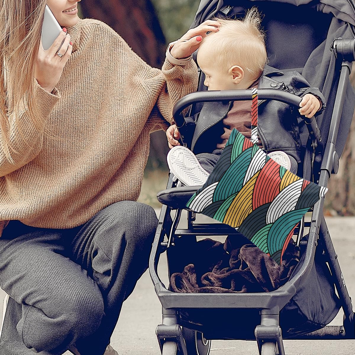 2Pcs Wave Print Wet Bags, Wet Dry Bag Reusable for Swimsuit, Travel, Diapers, Pool, Beach, Dirty Yoga Gym Clothes, Toiletries, Makeup Bag, Zipper Pouch Waterproof Birthday Christmas Gifts