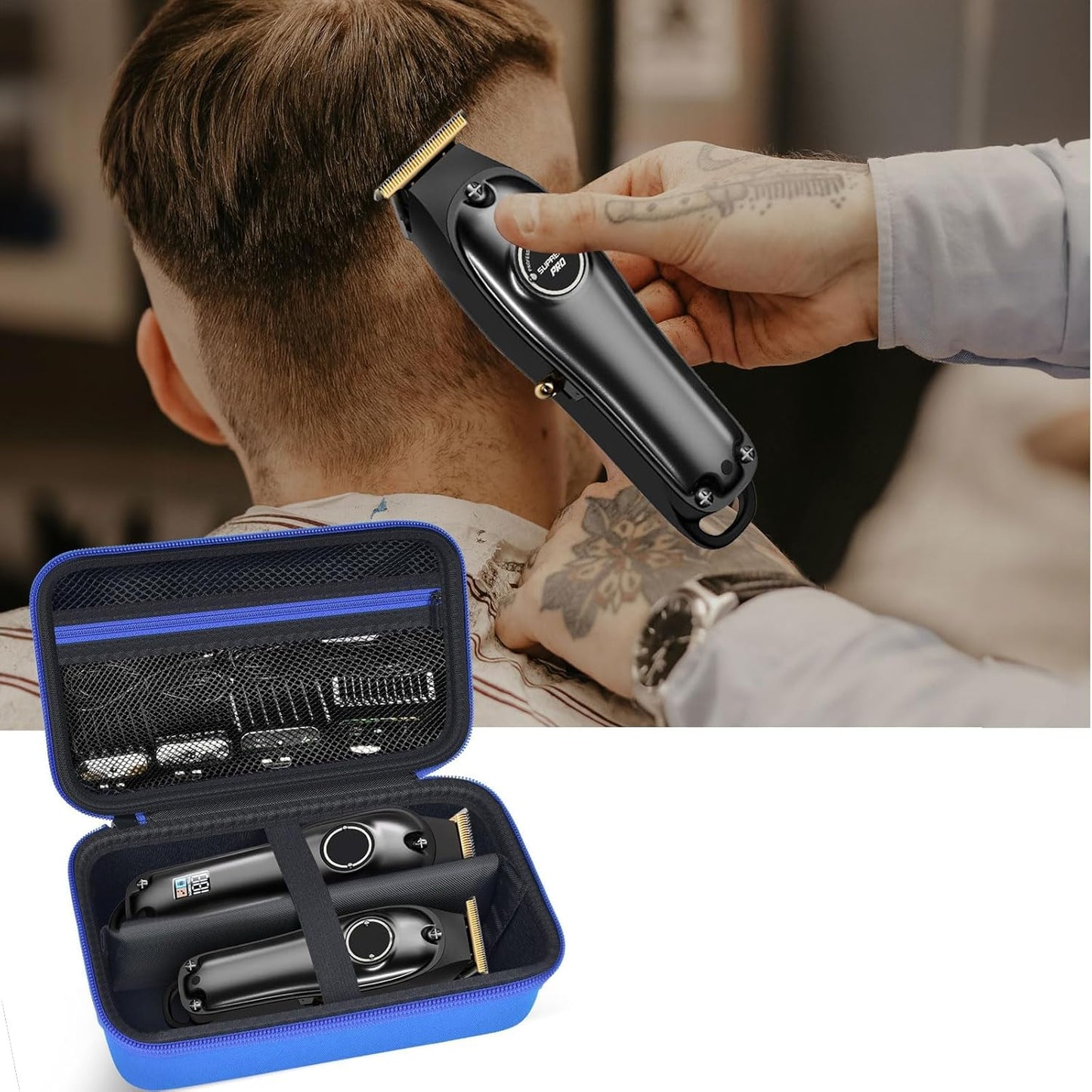 Case Compatible with Ufree/for AngFan/for Suprent/for GLAKER/for Romanda Professional Hair Clippers, Beard Trimmer Grooming Storage Holder for Cordless Barber & Trimmers Set (Box Only) -Blue